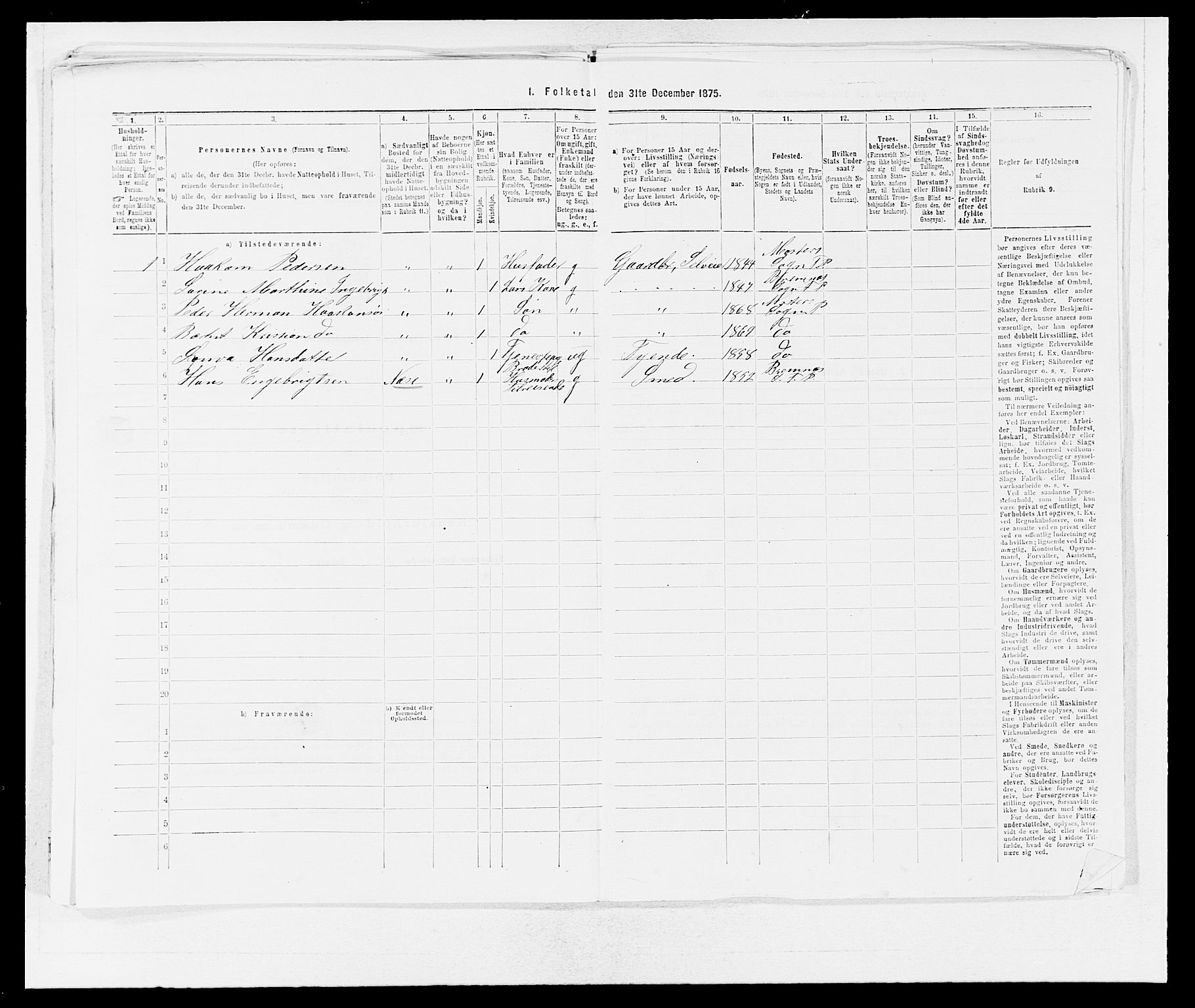 SAB, 1875 census for 1218P Finnås, 1875, p. 509