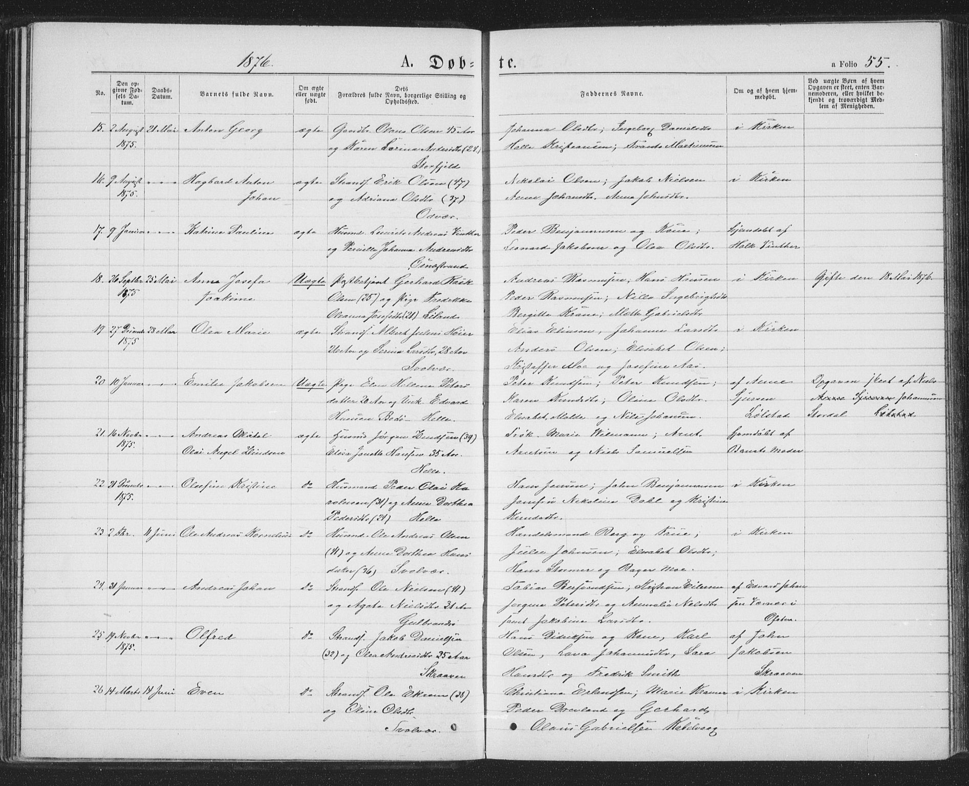 Ministerialprotokoller, klokkerbøker og fødselsregistre - Nordland, AV/SAT-A-1459/874/L1074: Parish register (copy) no. 874C03, 1870-1876, p. 55