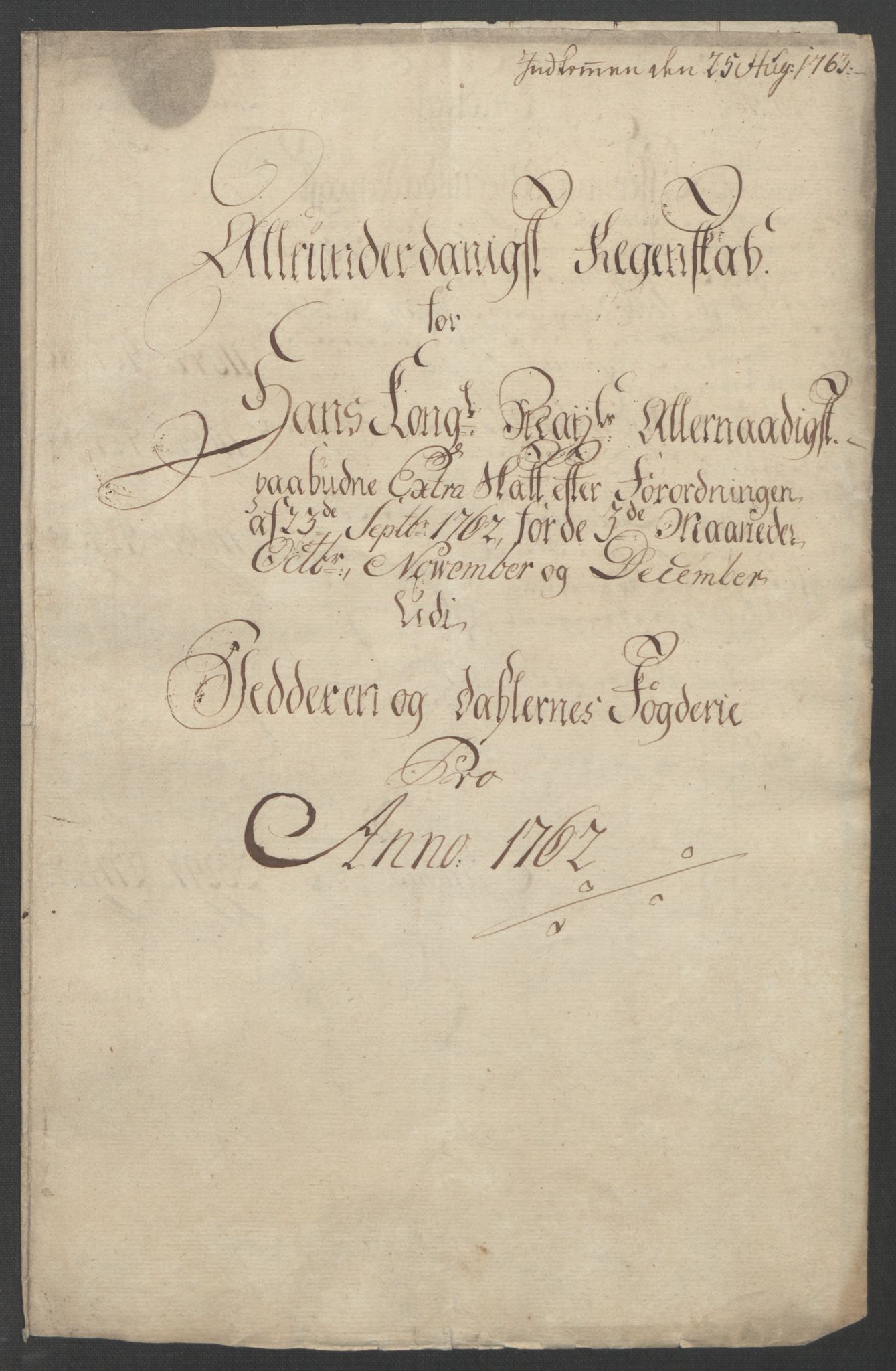 Rentekammeret inntil 1814, Reviderte regnskaper, Fogderegnskap, RA/EA-4092/R46/L2835: Ekstraskatten Jæren og Dalane, 1762-1764, p. 6