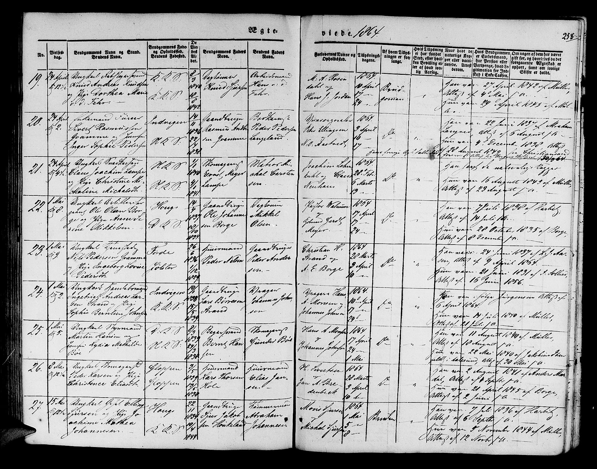 Korskirken sokneprestembete, SAB/A-76101/H/Hab: Parish register (copy) no. D 1, 1840-1867, p. 258