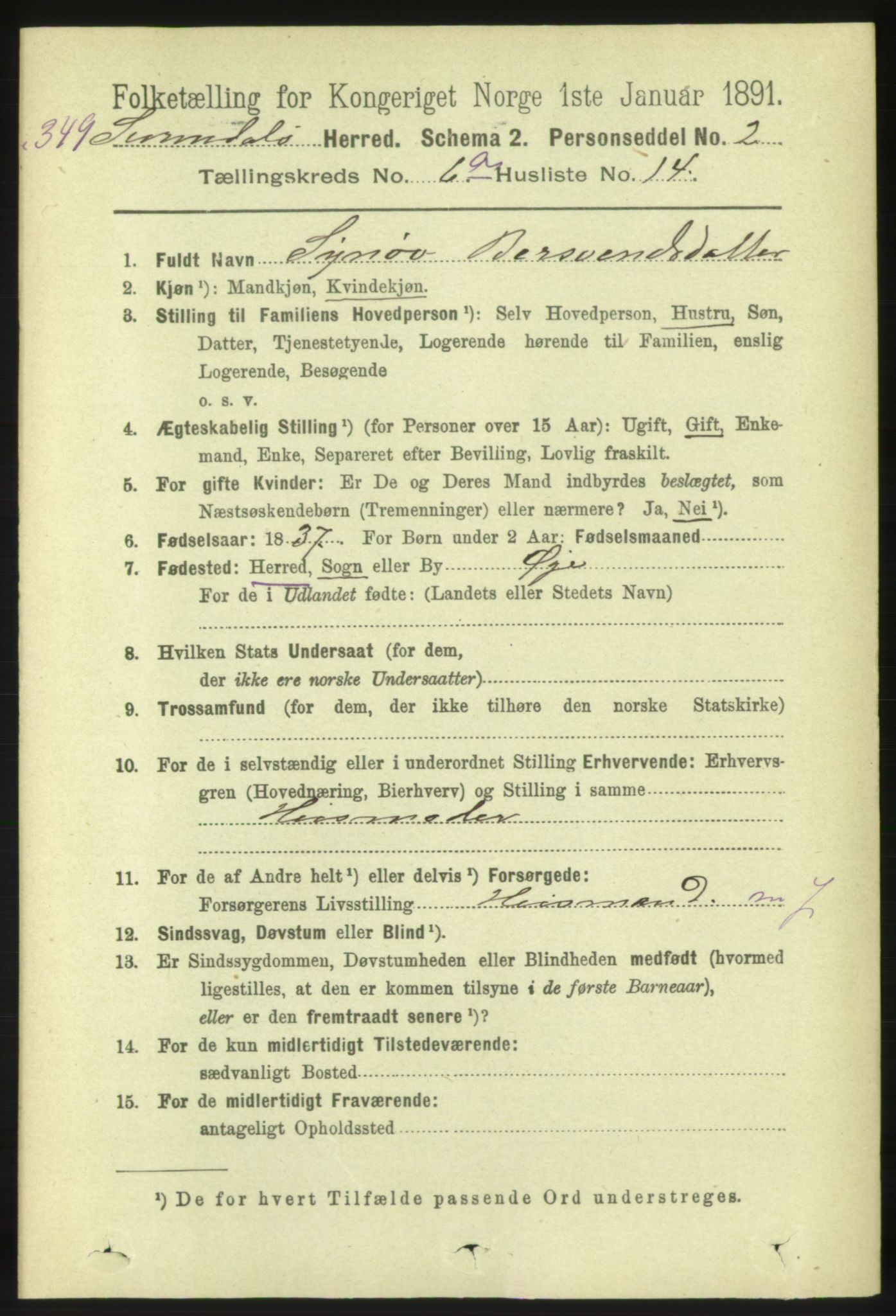 RA, 1891 census for 1566 Surnadal, 1891, p. 1748