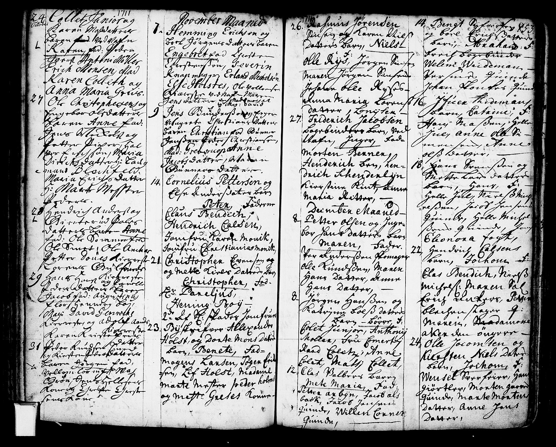 Oslo domkirke Kirkebøker, AV/SAO-A-10752/F/Fa/L0002: Parish register (official) no. 2, 1705-1730, p. 153