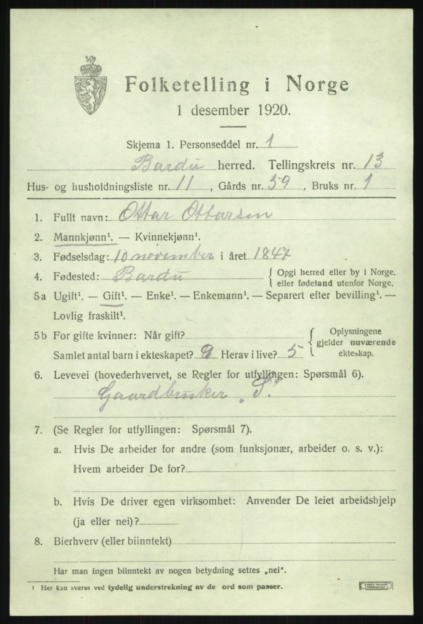 SATØ, 1920 census for Bardu, 1920, p. 4235
