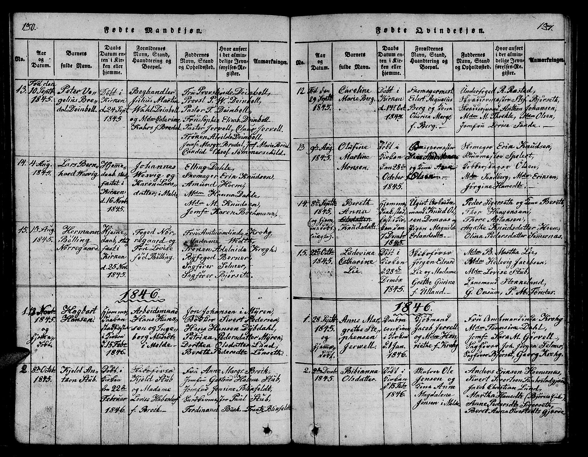 Ministerialprotokoller, klokkerbøker og fødselsregistre - Møre og Romsdal, SAT/A-1454/558/L0700: Parish register (copy) no. 558C01, 1818-1868, p. 130-131