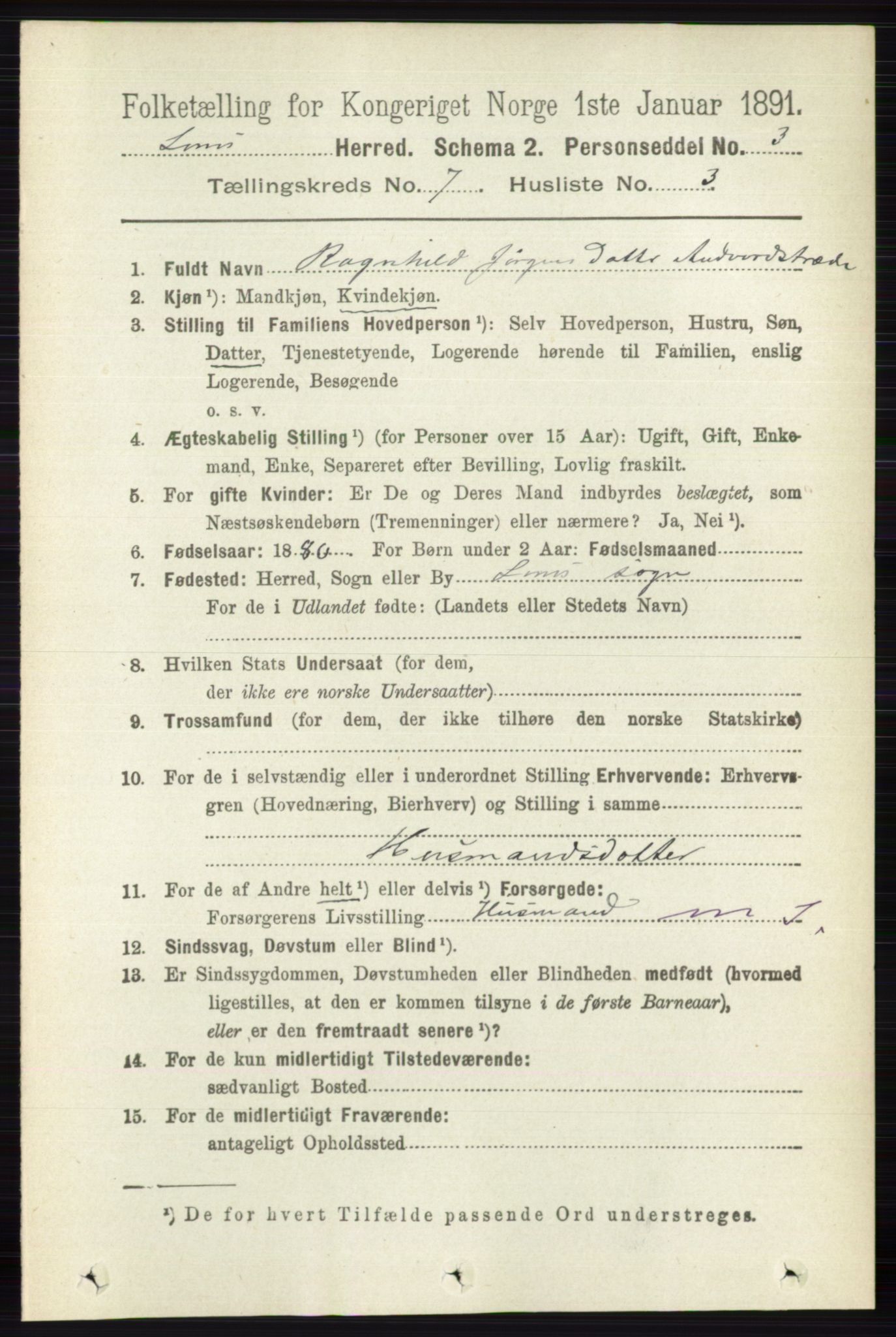 RA, 1891 census for 0514 Lom, 1891, p. 2812