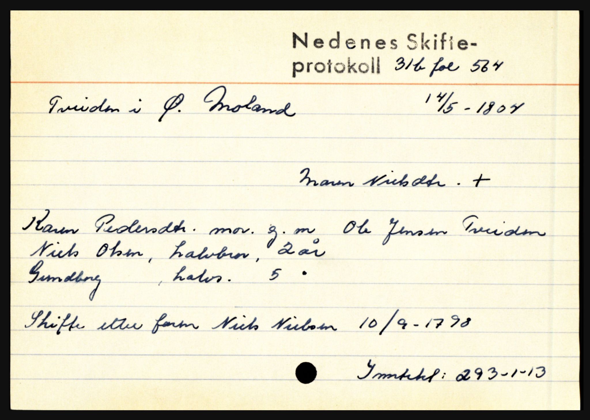 Nedenes sorenskriveri før 1824, AV/SAK-1221-0007/H, p. 31519