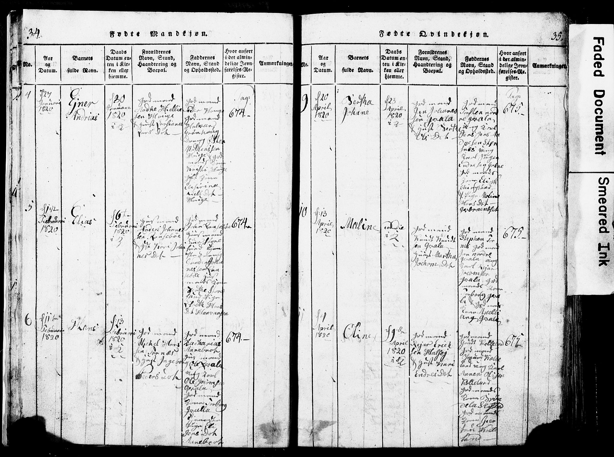 Torvastad sokneprestkontor, SAST/A -101857/H/Ha/Hab/L0002: Parish register (copy) no. B 2, 1817-1834, p. 34-35