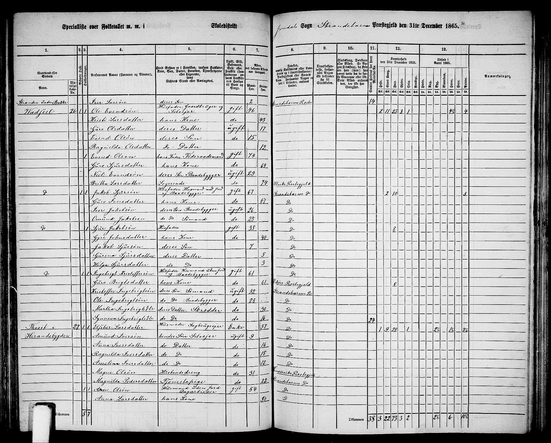 RA, 1865 census for Strandebarm, 1865, p. 151