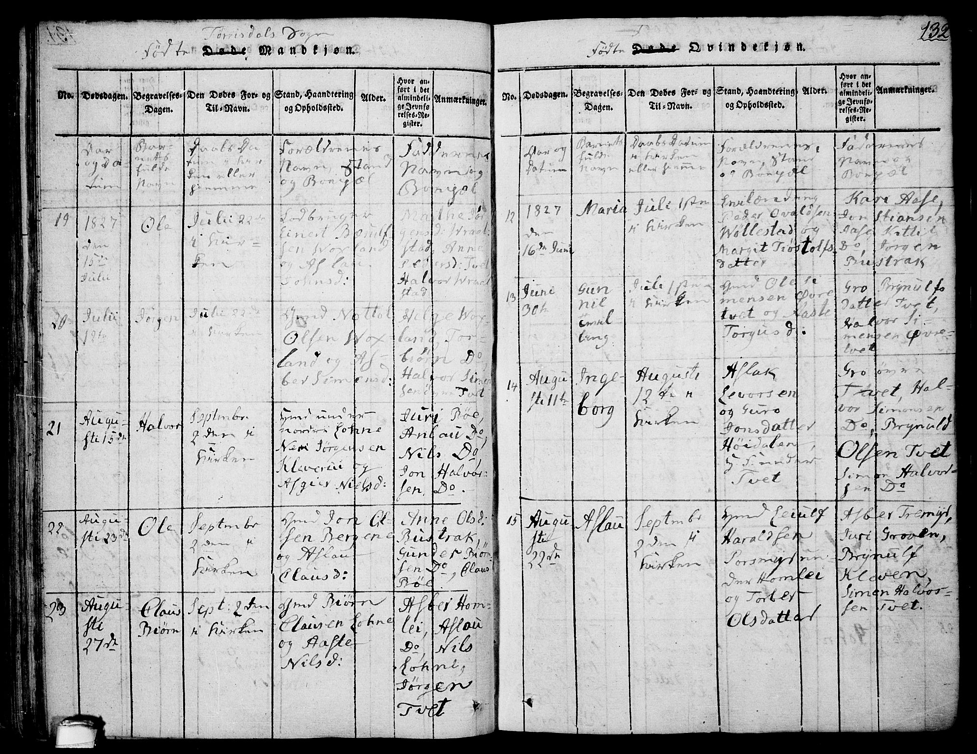 Drangedal kirkebøker, SAKO/A-258/F/Fa/L0005: Parish register (official) no. 5 /2, 1814-1831, p. 132