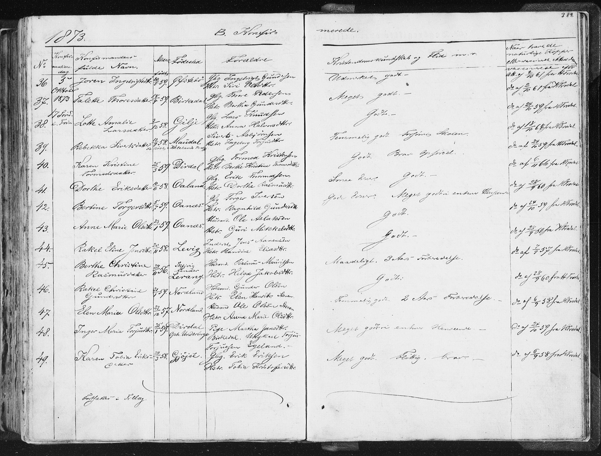 Høgsfjord sokneprestkontor, AV/SAST-A-101624/H/Ha/Haa/L0001: Parish register (official) no. A 1, 1854-1875, p. 388