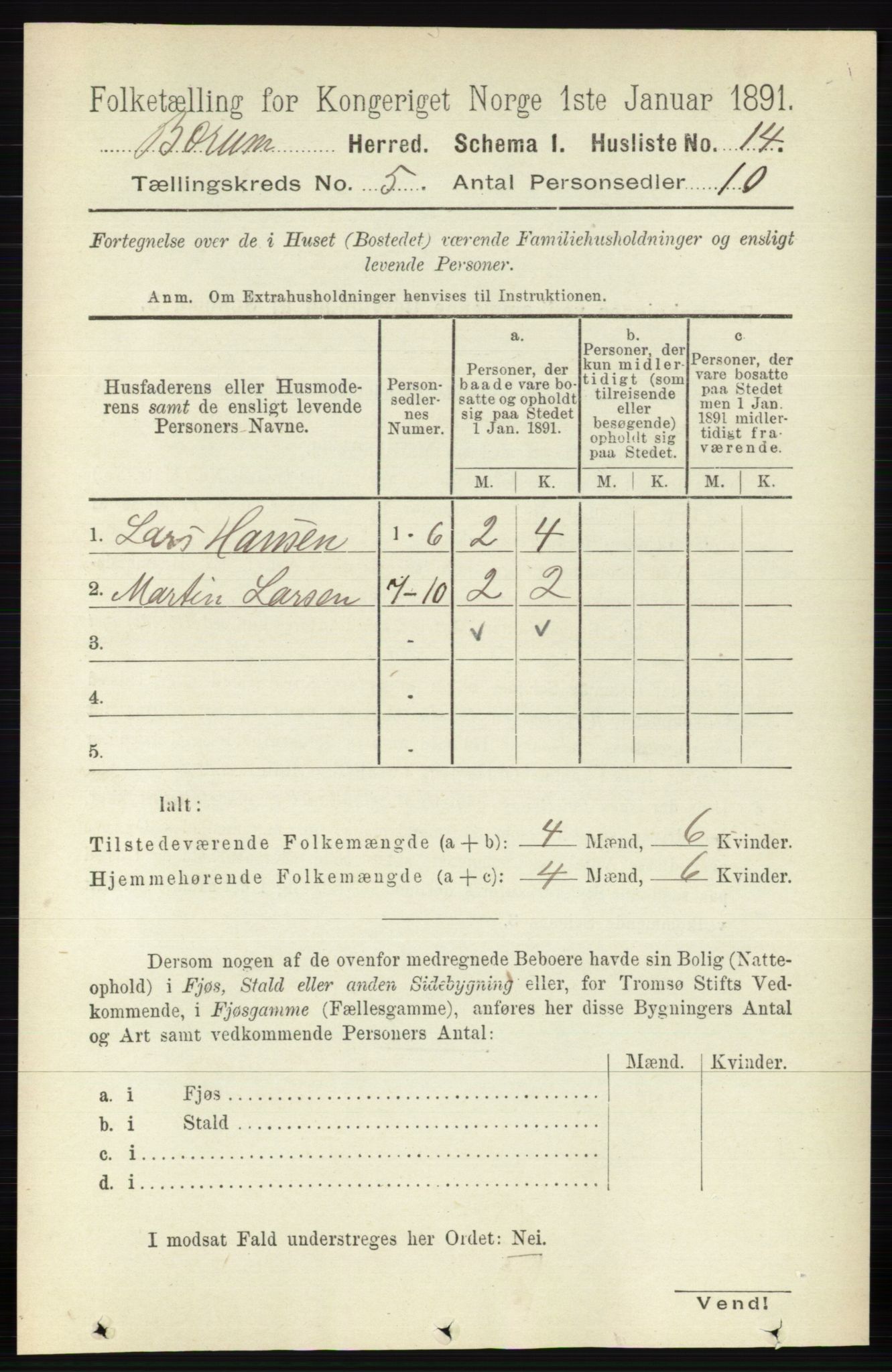 RA, 1891 census for 0219 Bærum, 1891, p. 2950