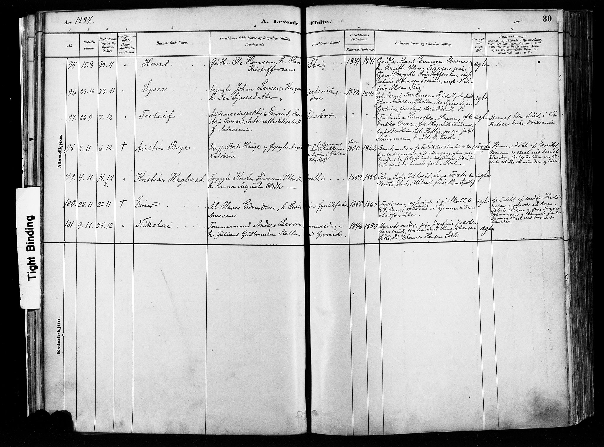 Østre Aker prestekontor Kirkebøker, AV/SAO-A-10840/F/Fa/L0008: Parish register (official) no. I 8, 1883-1894, p. 30