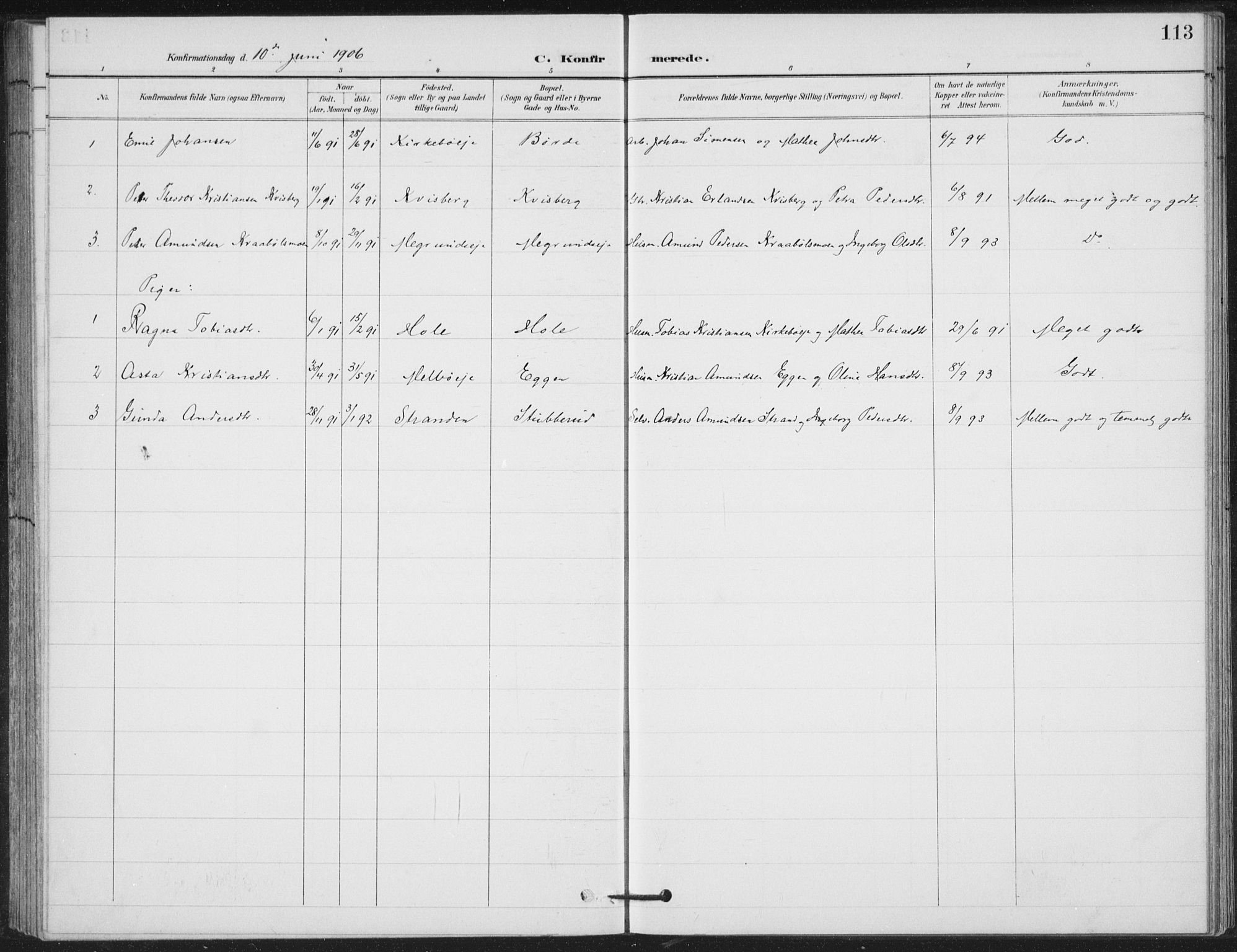 Vestre Gausdal prestekontor, SAH/PREST-094/H/Ha/Hab/L0004: Parish register (copy) no. 4, 1898-1939, p. 113