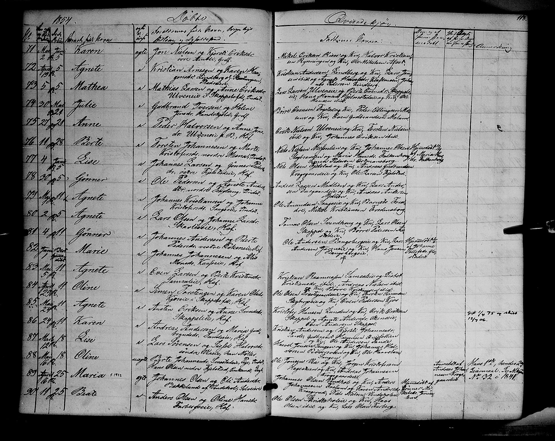 Ringsaker prestekontor, AV/SAH-PREST-014/K/Ka/L0009: Parish register (official) no. 9, 1850-1860, p. 118