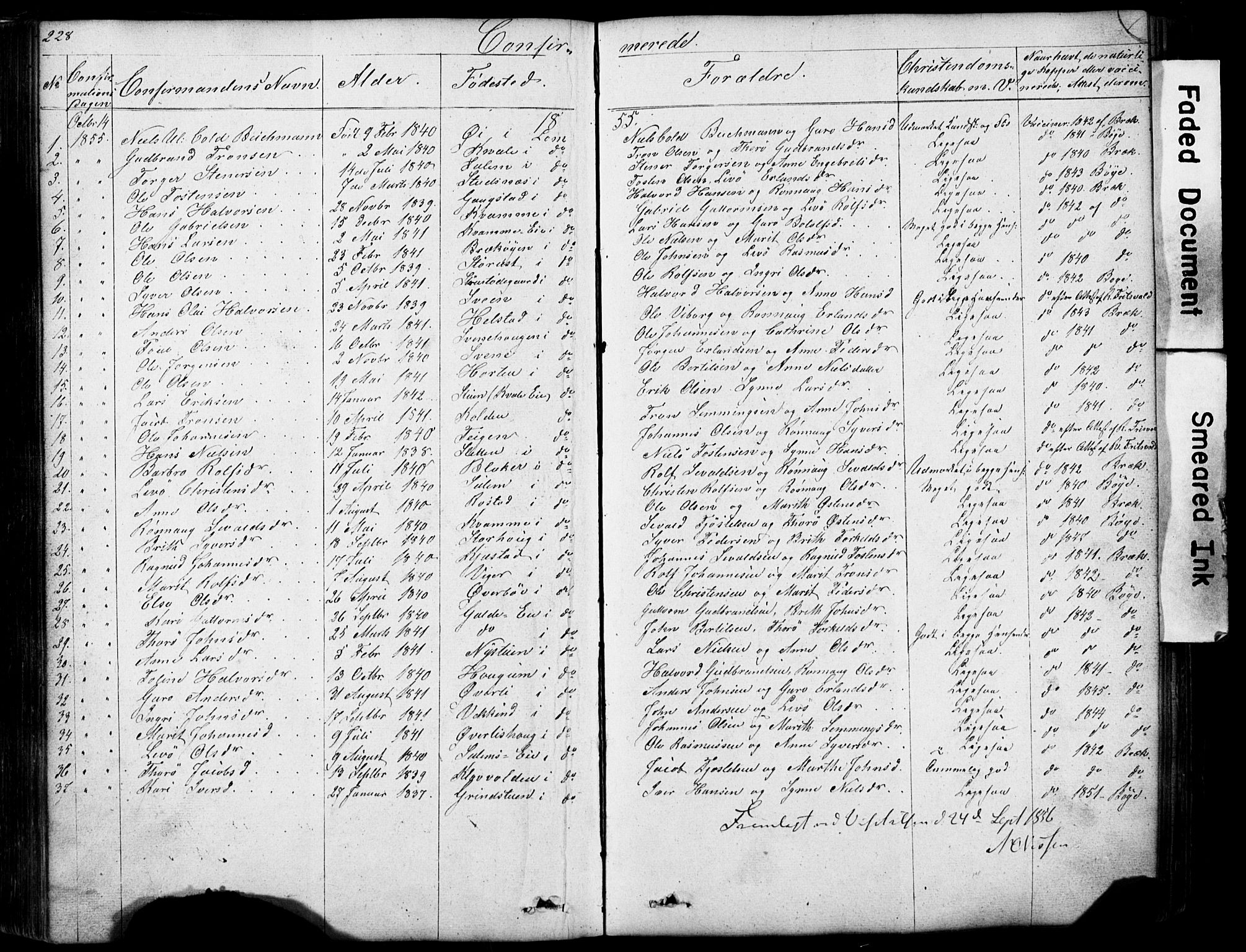 Lom prestekontor, SAH/PREST-070/L/L0012: Parish register (copy) no. 12, 1845-1873, p. 228-229