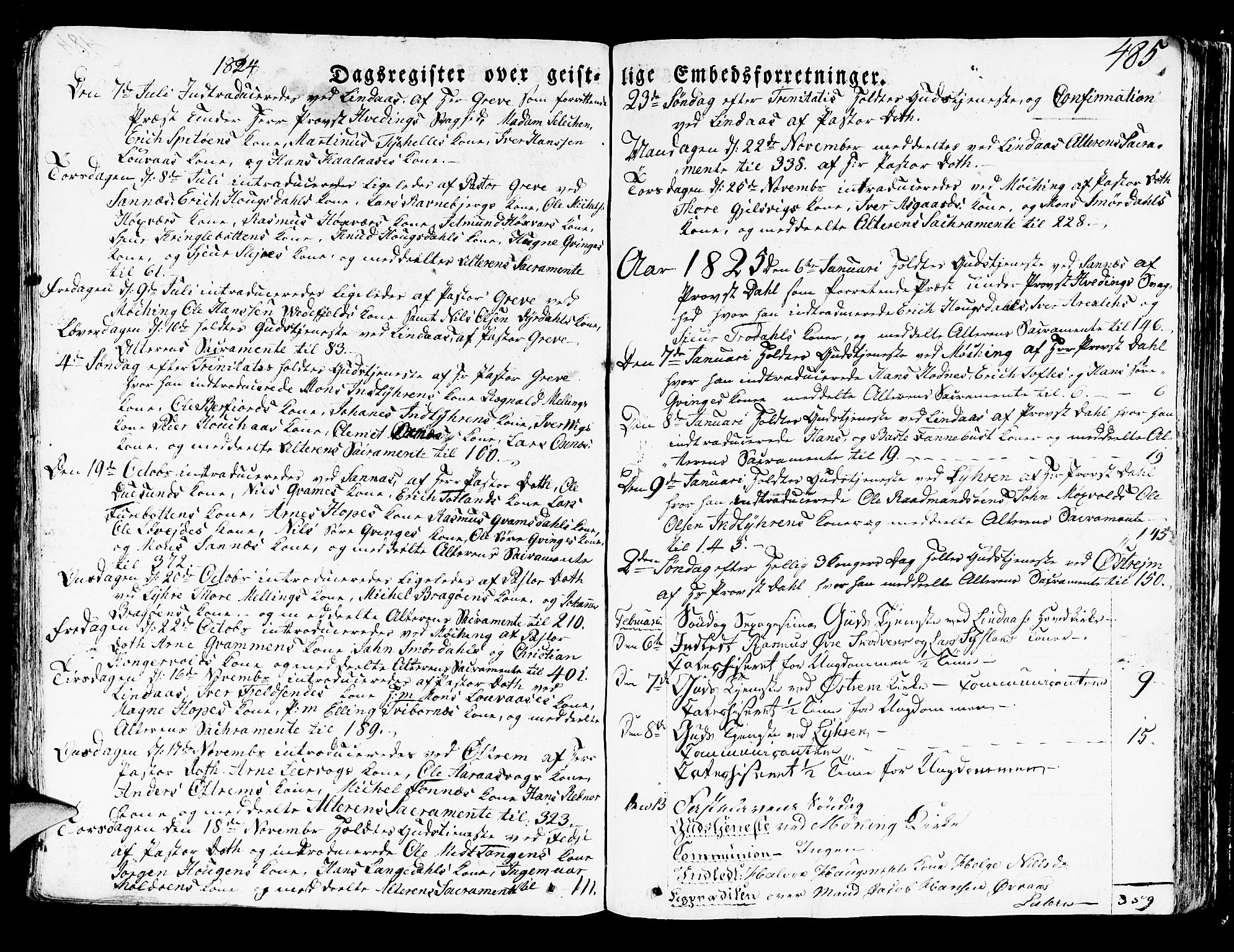 Lindås Sokneprestembete, SAB/A-76701/H/Haa: Parish register (official) no. A 8, 1823-1836, p. 485