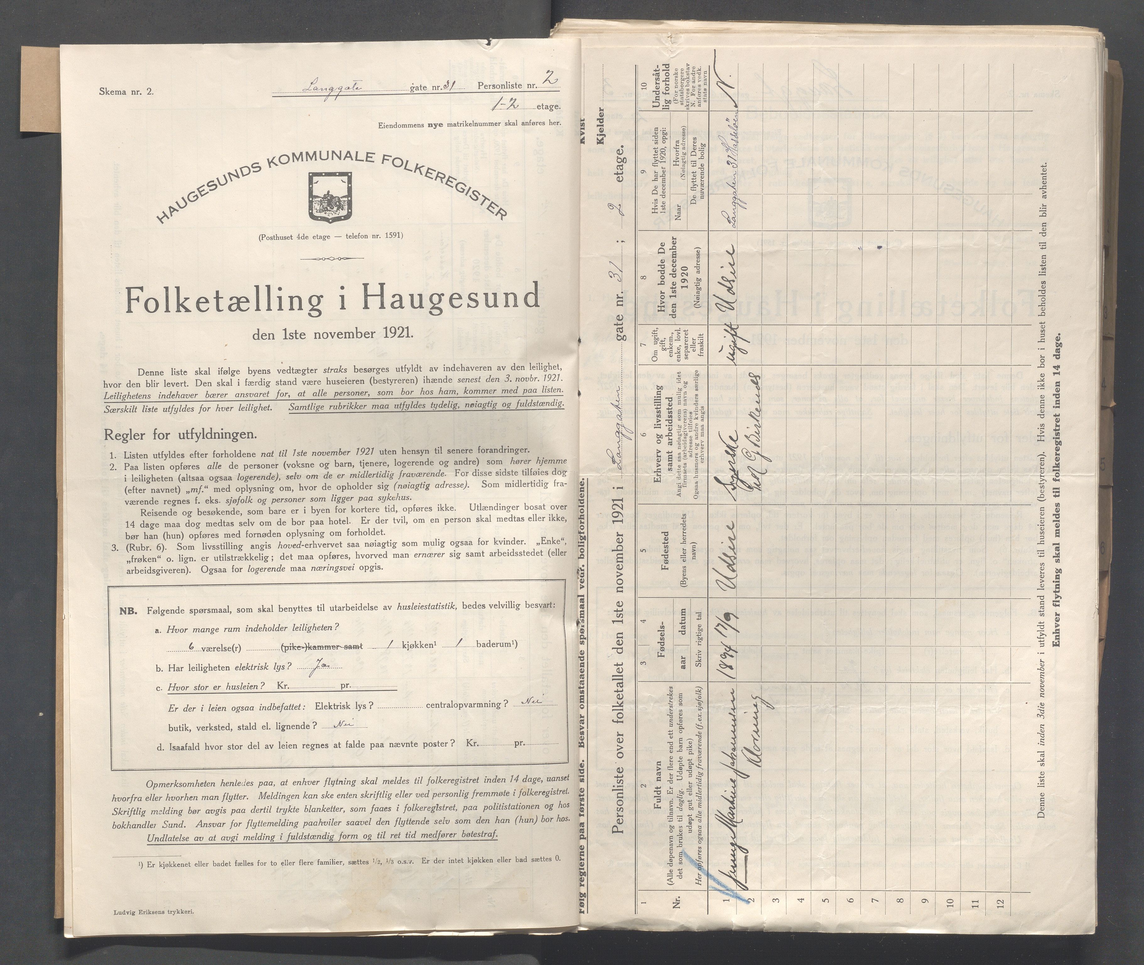 IKAR, Local census 1.11.1921 for Haugesund, 1921, p. 6269