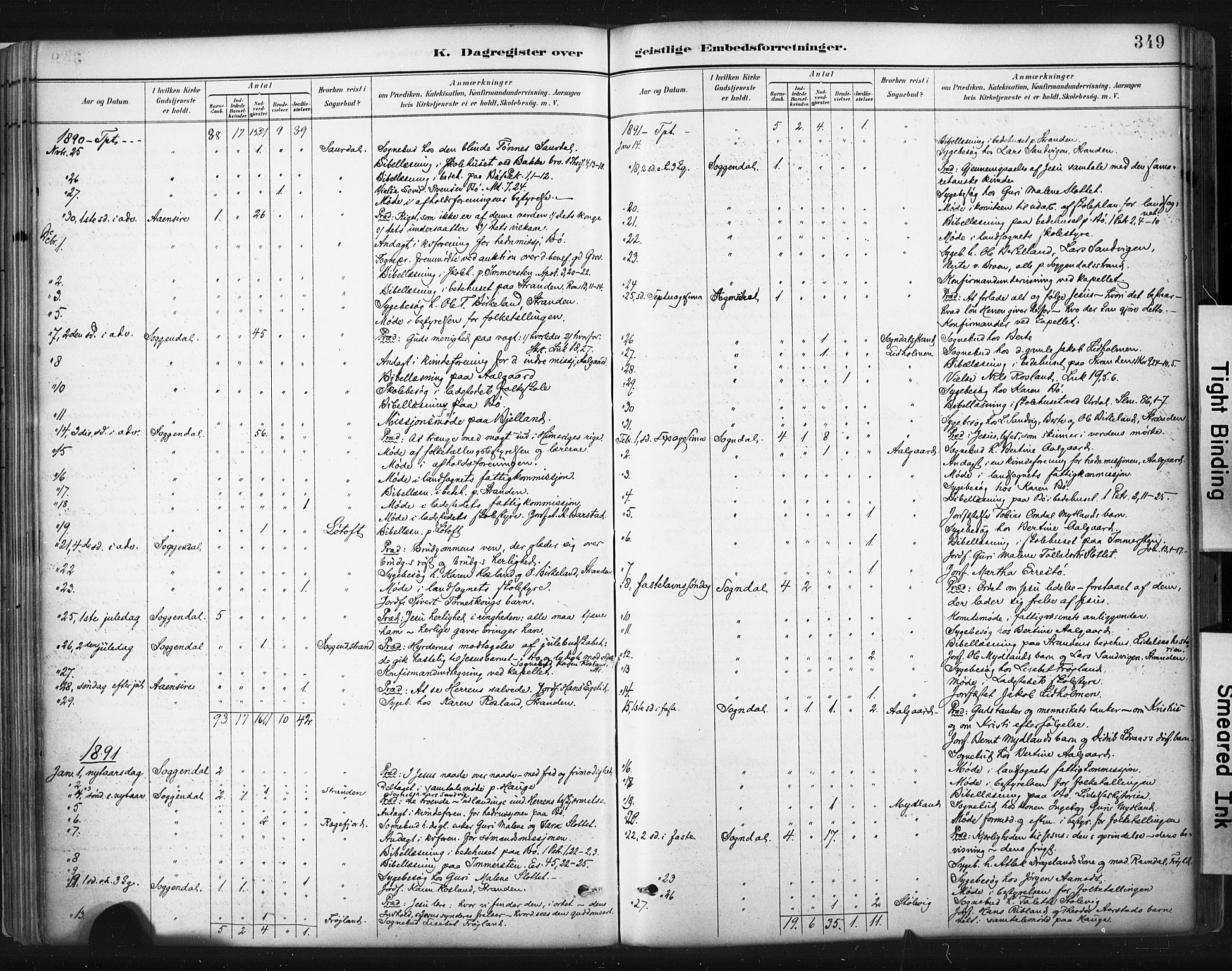 Sokndal sokneprestkontor, AV/SAST-A-101808: Parish register (official) no. A 11.2, 1887-1905, p. 349