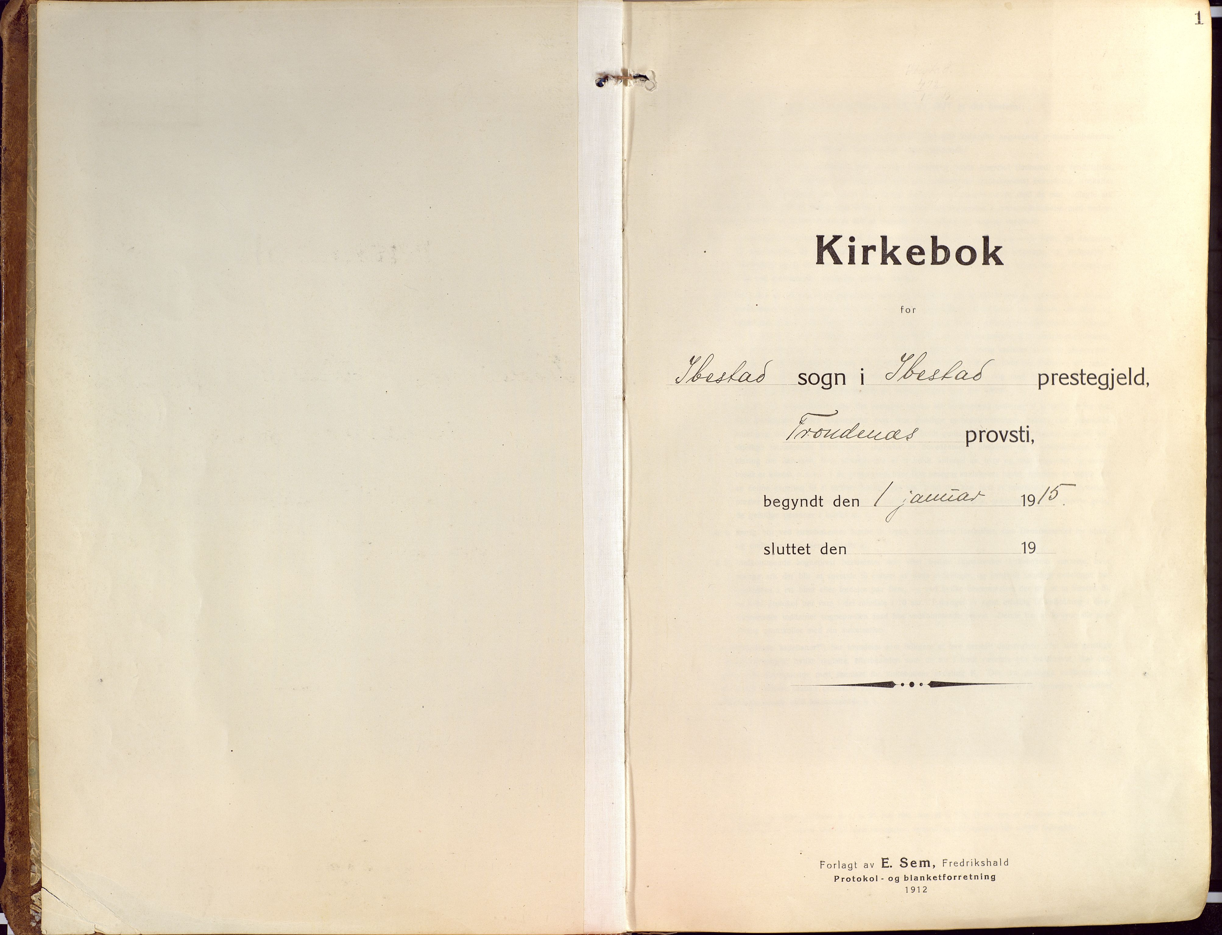 Ibestad sokneprestembete, SATØ/S-0077/H/Ha/Haa/L0018kirke: Parish register (official) no. 18, 1915-1929, p. 1