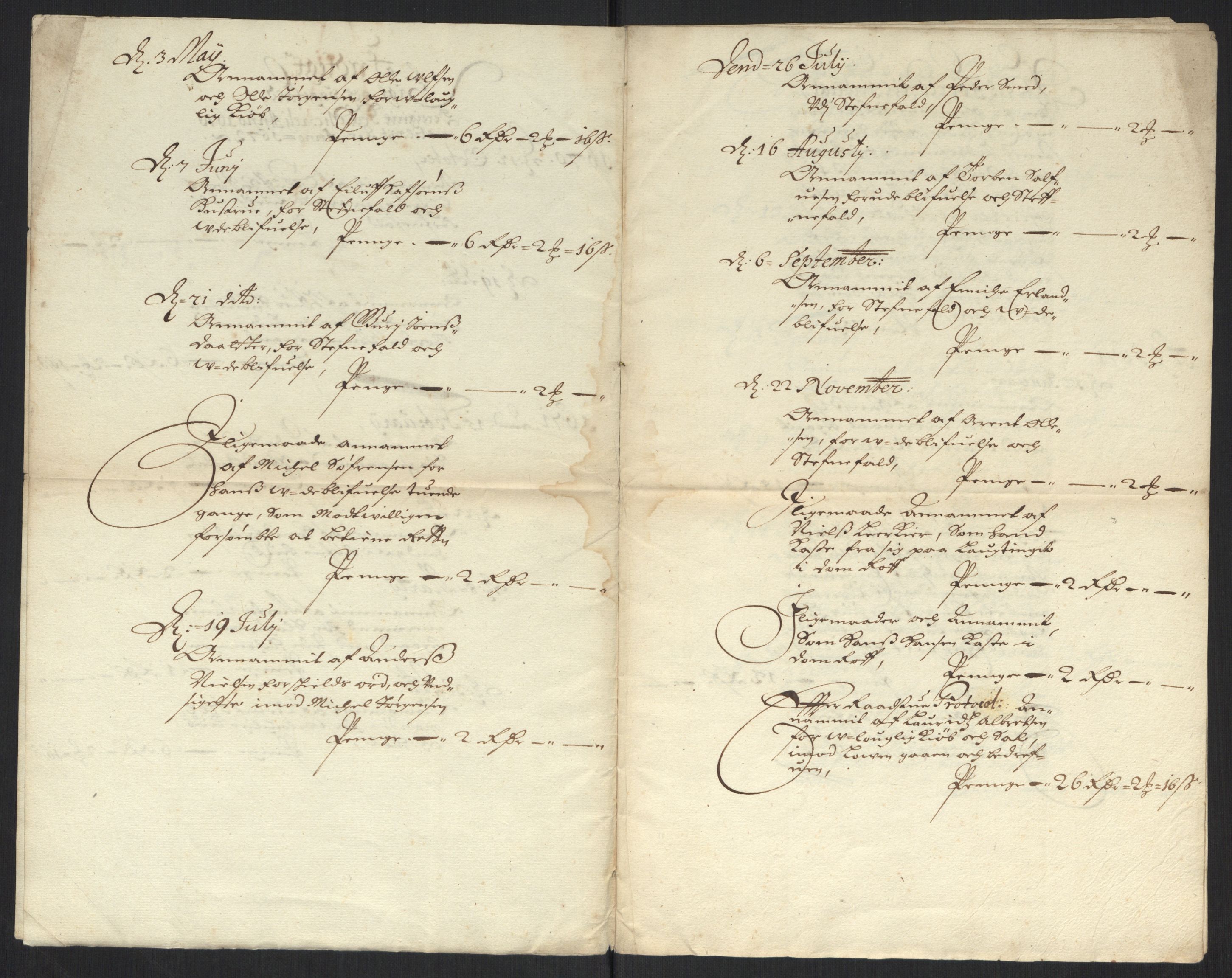 Rentekammeret inntil 1814, Reviderte regnskaper, Byregnskaper, RA/EA-4066/R/Rm/L0284: [M17] Sikt og sakefall, 1658-1680, p. 54