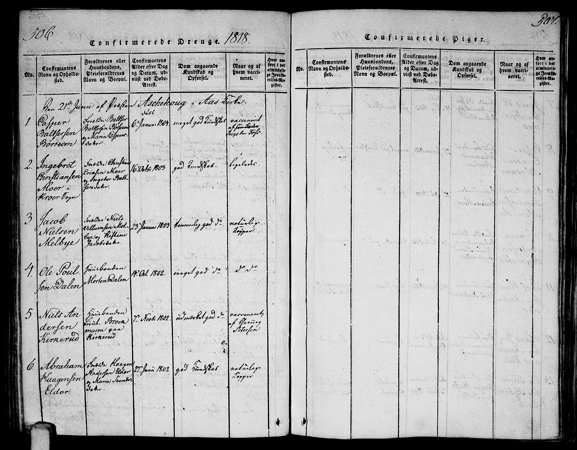 Ås prestekontor Kirkebøker, AV/SAO-A-10894/F/Fa/L0003: Parish register (official) no. I 3, 1814-1818, p. 506-507