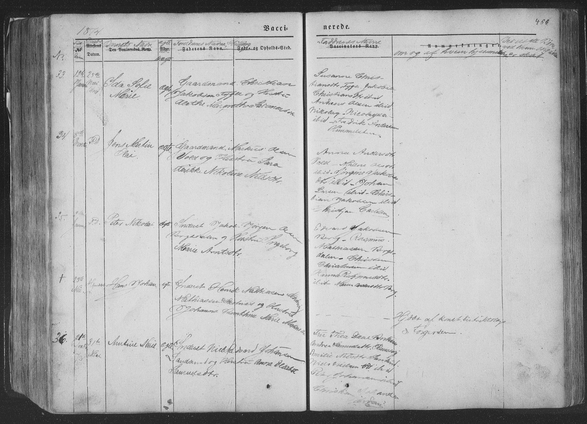 Ministerialprotokoller, klokkerbøker og fødselsregistre - Nordland, AV/SAT-A-1459/881/L1165: Parish register (copy) no. 881C02, 1854-1876, p. 466