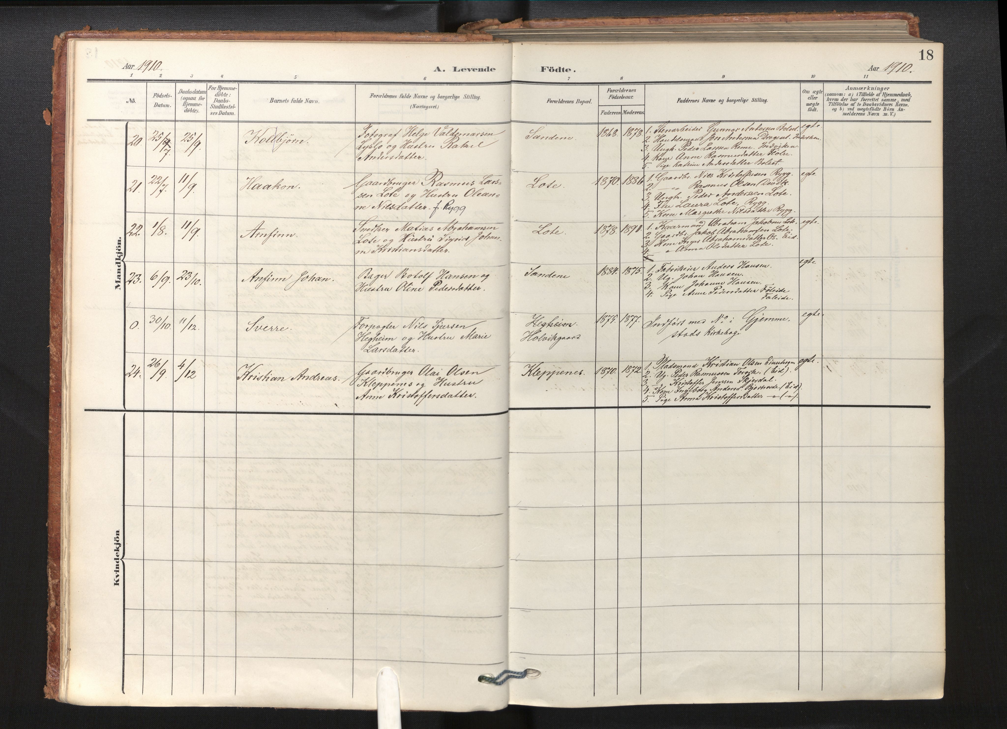 Gloppen sokneprestembete, SAB/A-80101/H/Haa/Haab/L0002: Parish register (official) no. B 2, 1906-1932, p. 17b-18a