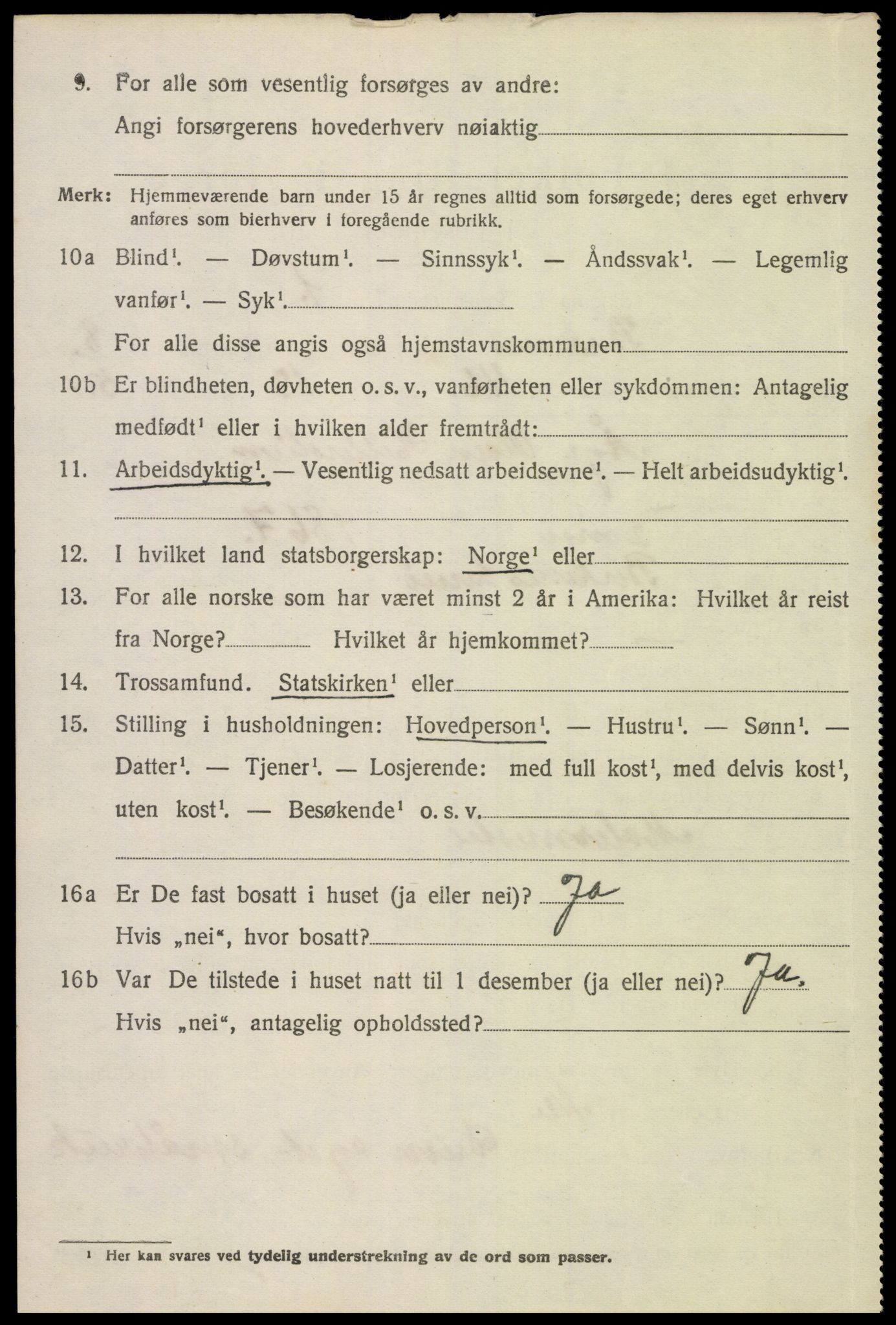 SAK, 1920 census for Birkenes, 1920, p. 4560