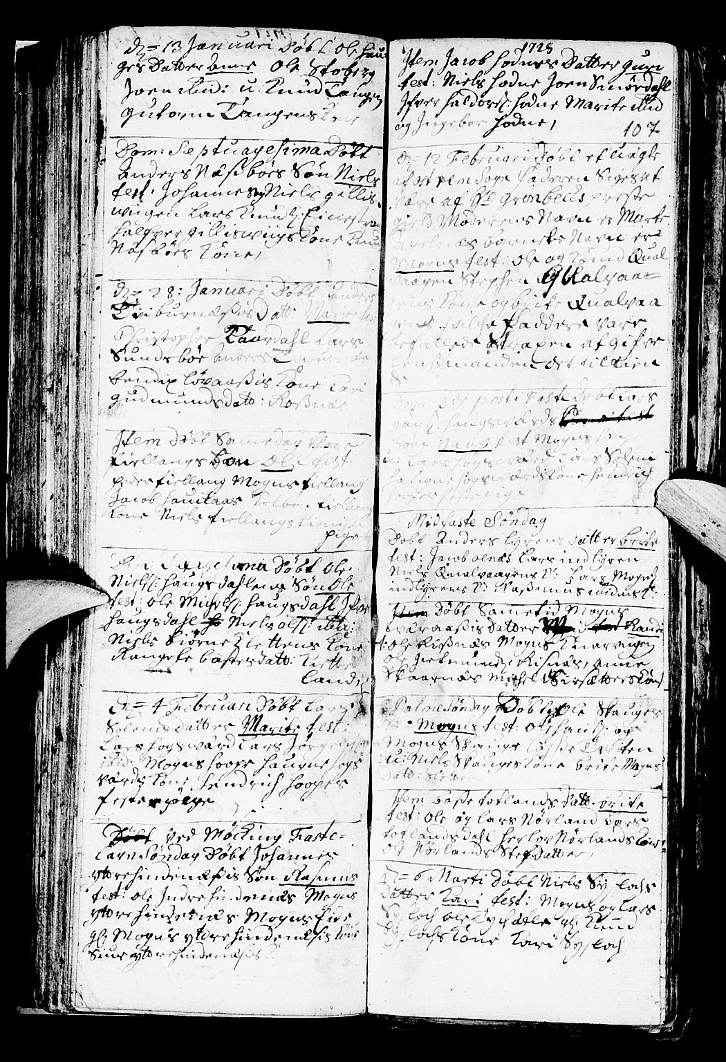 Lindås Sokneprestembete, SAB/A-76701/H/Haa: Parish register (official) no. A 1, 1699-1746, p. 107