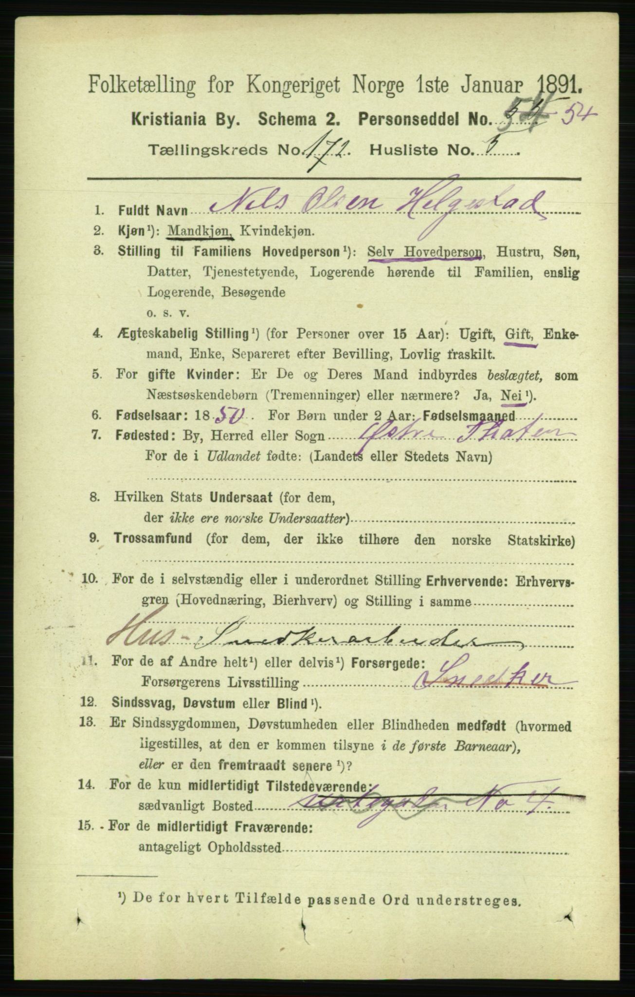 RA, 1891 census for 0301 Kristiania, 1891, p. 102006