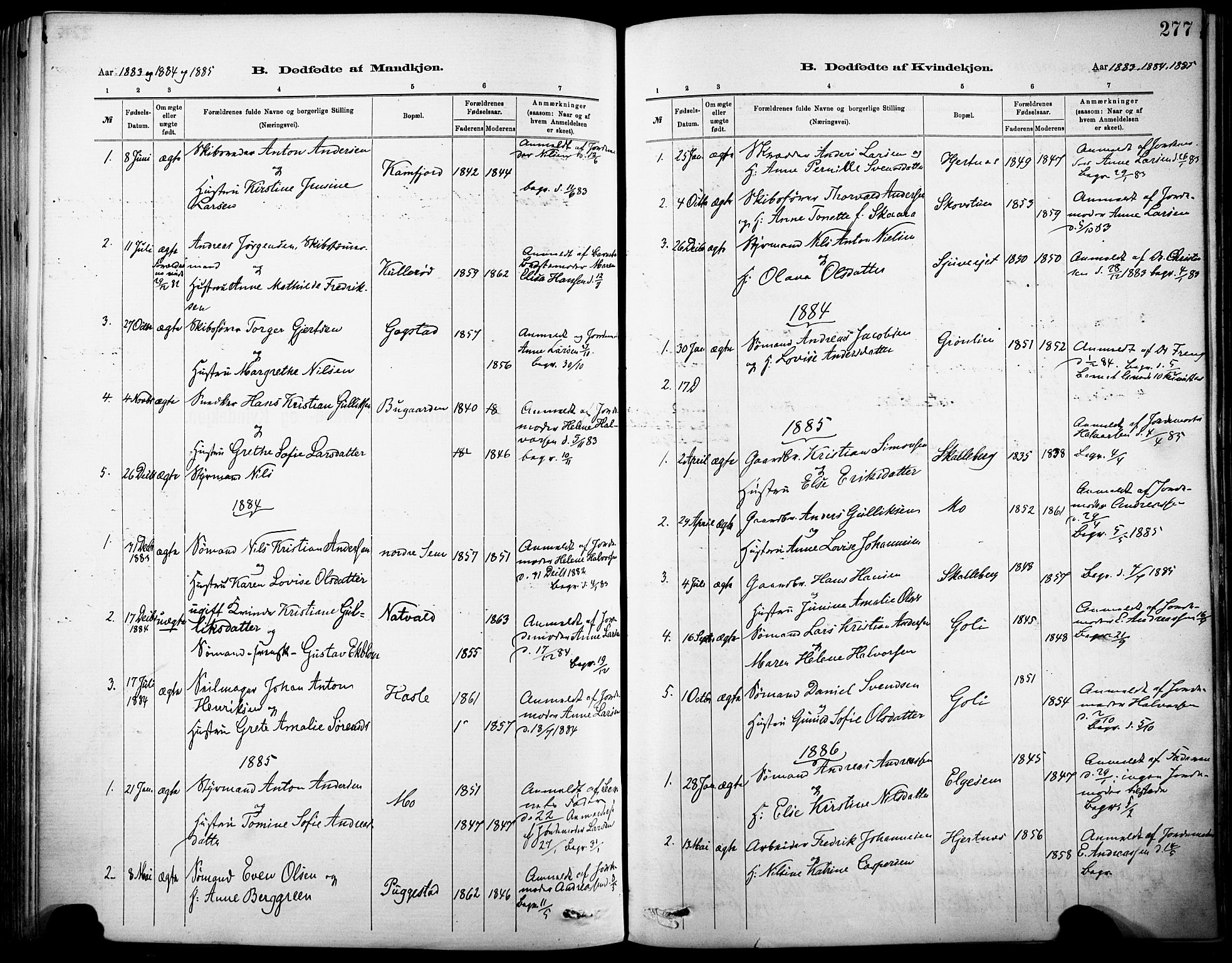 Sandar kirkebøker, SAKO/A-243/F/Fa/L0012: Parish register (official) no. 12, 1883-1895, p. 277
