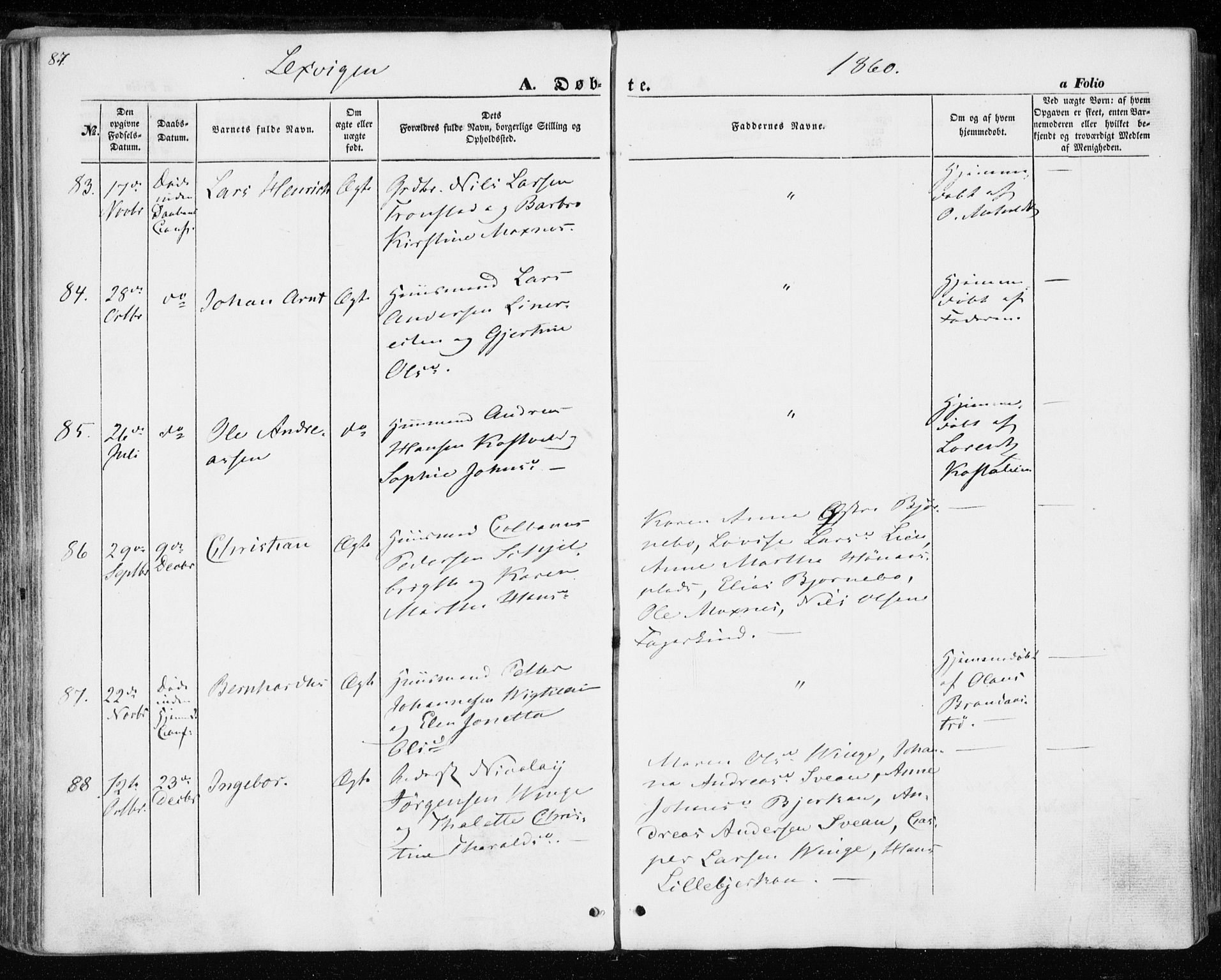 Ministerialprotokoller, klokkerbøker og fødselsregistre - Nord-Trøndelag, SAT/A-1458/701/L0008: Parish register (official) no. 701A08 /1, 1854-1863, p. 87