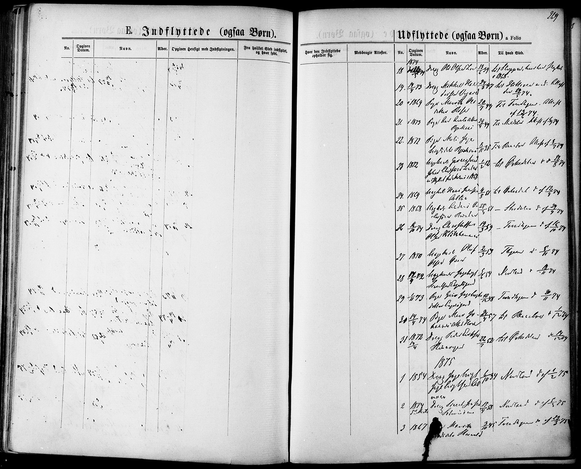 Ministerialprotokoller, klokkerbøker og fødselsregistre - Sør-Trøndelag, SAT/A-1456/678/L0900: Parish register (official) no. 678A09, 1872-1881, p. 269