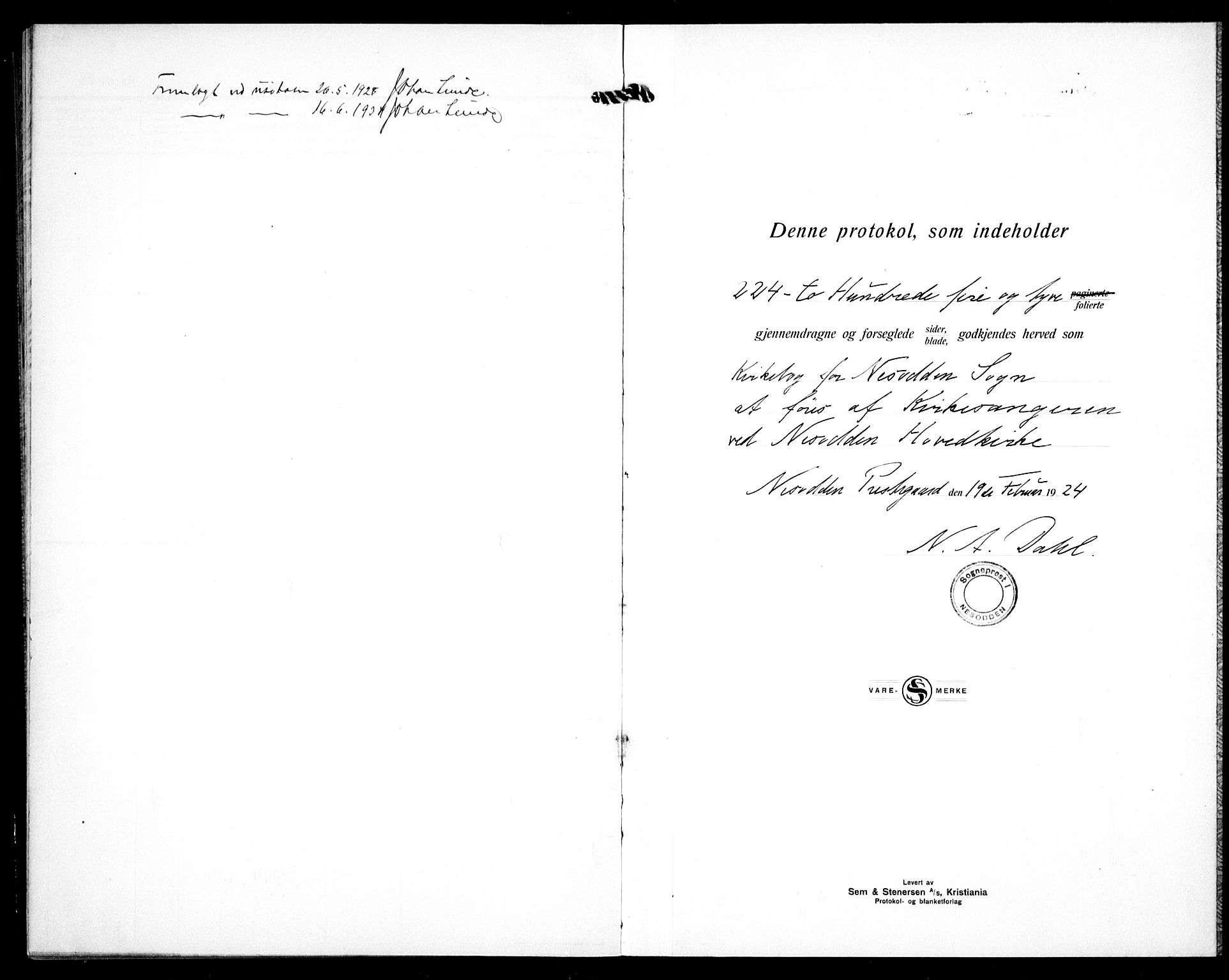 Nesodden prestekontor Kirkebøker, SAO/A-10013/G/Ga/L0003: Parish register (copy) no. I 3, 1924-1939