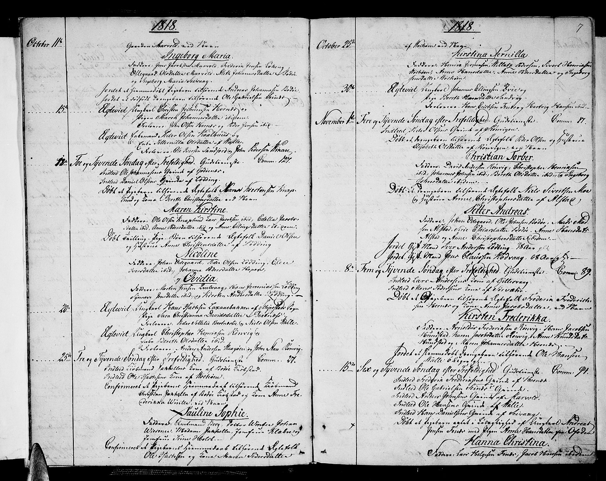 Ministerialprotokoller, klokkerbøker og fødselsregistre - Nordland, SAT/A-1459/801/L0005: Parish register (official) no. 801A05, 1818-1834, p. 7