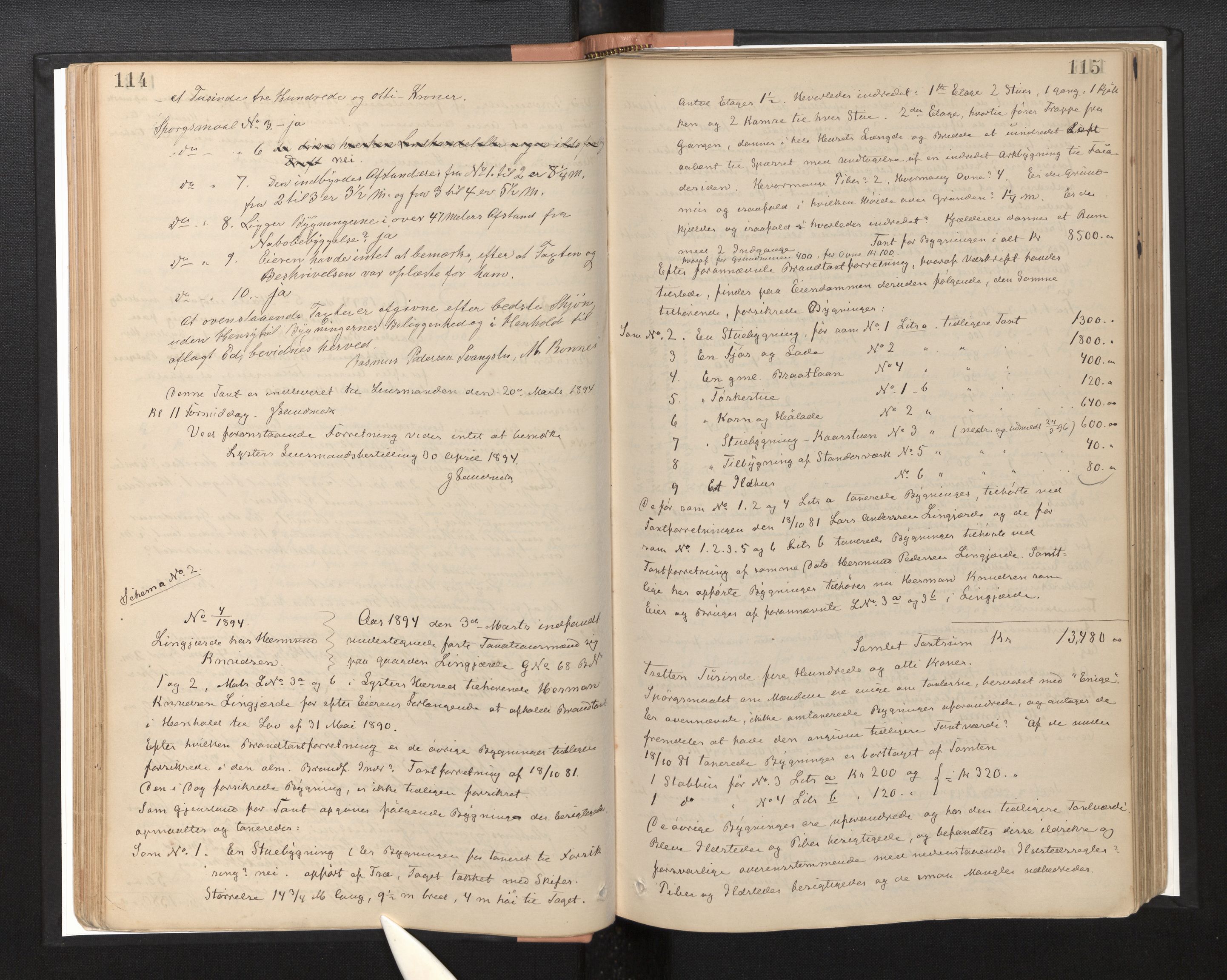 Lensmannen i Luster, AV/SAB-A-29301/0012/L0004: Branntakstprotokoll, 1885-1929, p. 114-115