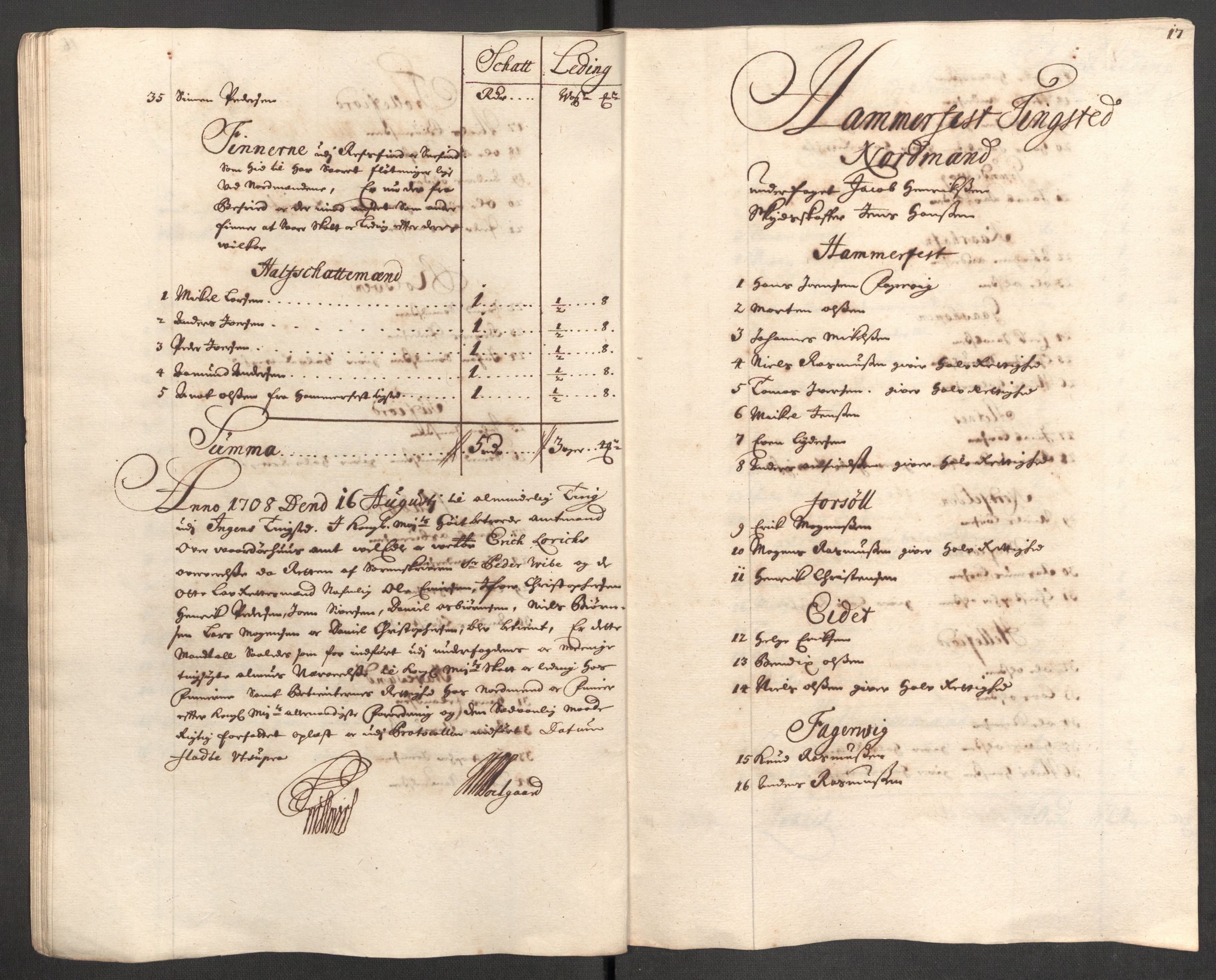 Rentekammeret inntil 1814, Reviderte regnskaper, Fogderegnskap, AV/RA-EA-4092/R69/L4854: Fogderegnskap Finnmark/Vardøhus, 1707-1708, p. 144