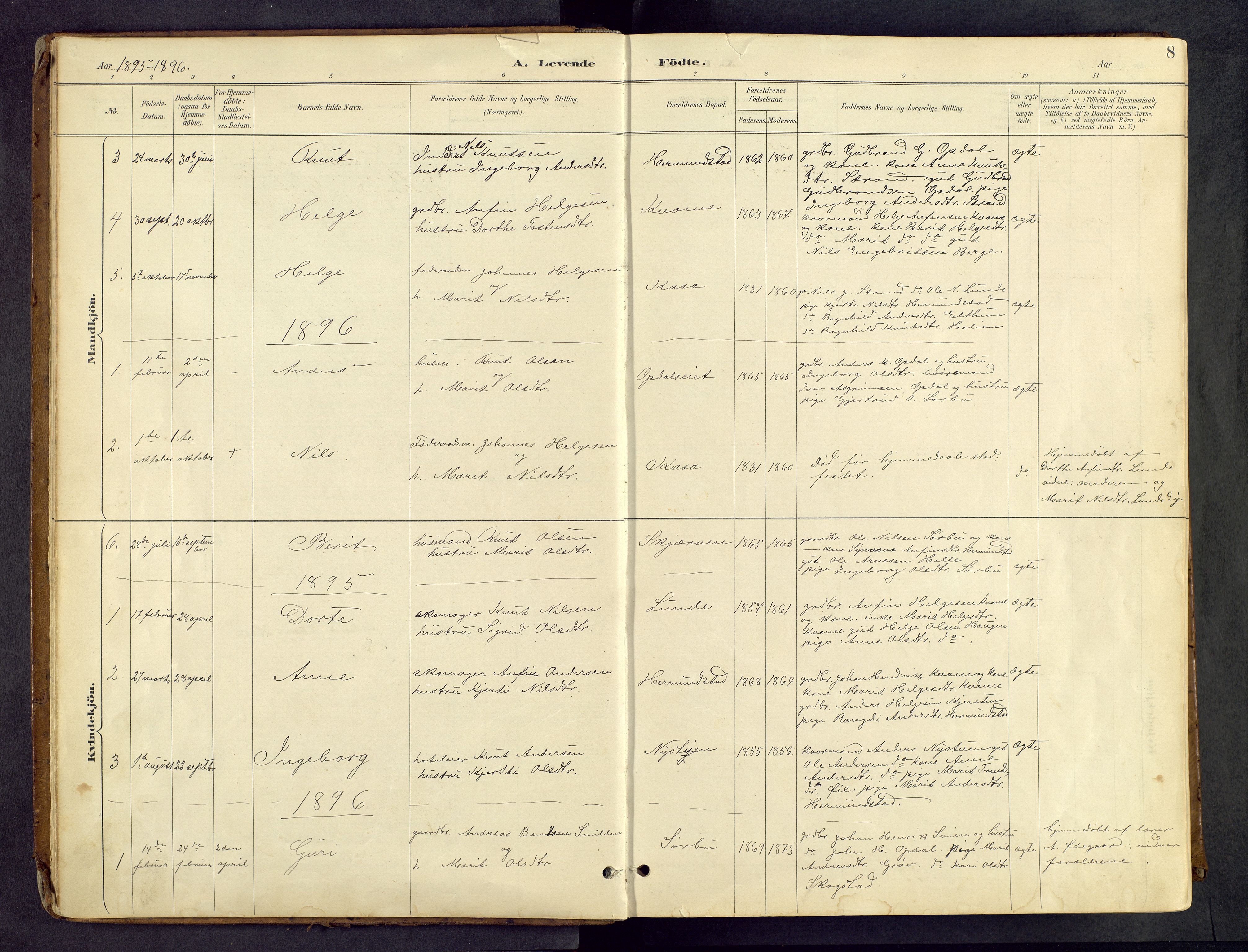 Vang prestekontor, Valdres, SAH/PREST-140/H/Hb/L0005: Parish register (copy) no. 5, 1889-1945, p. 8