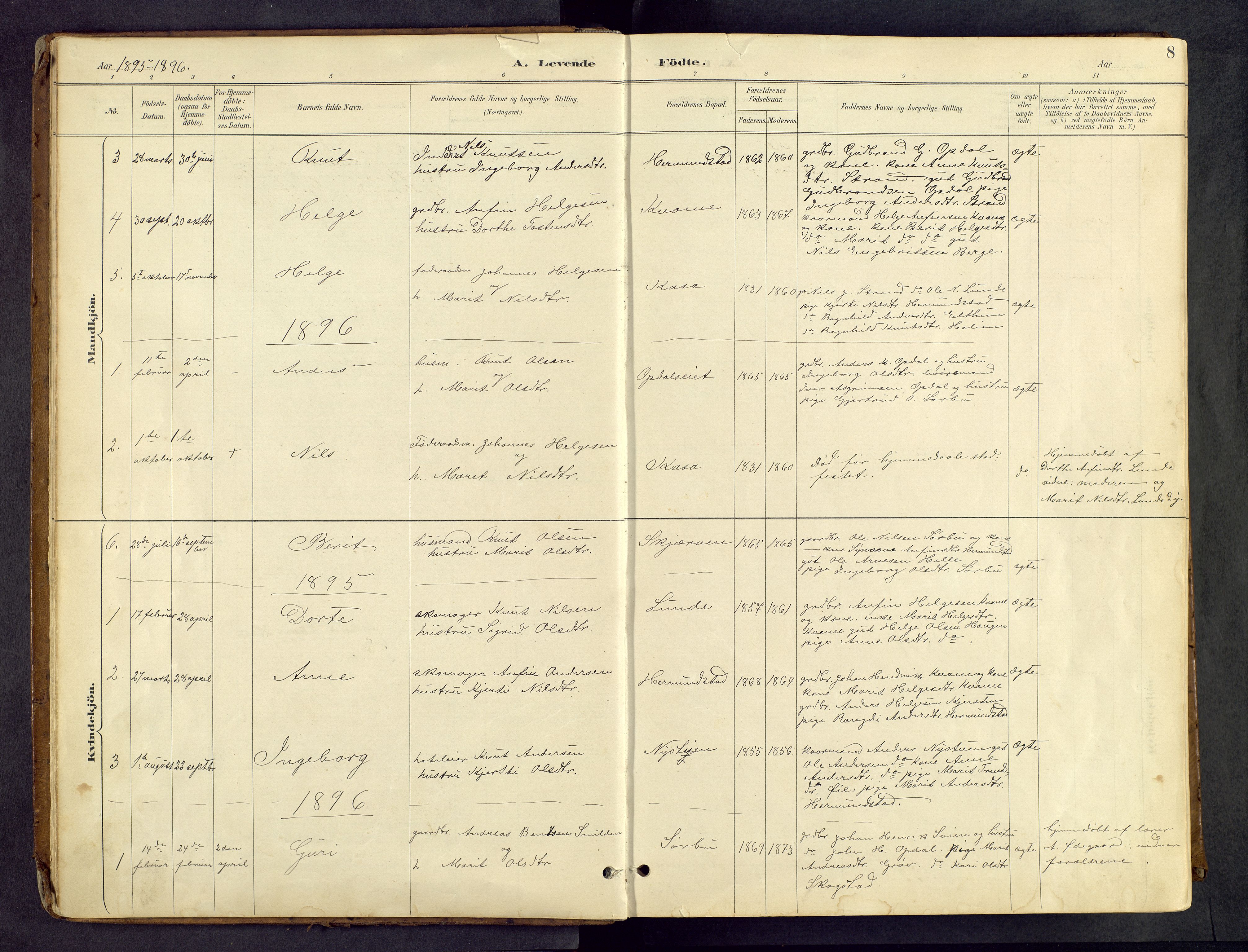 Vang prestekontor, Valdres, AV/SAH-PREST-140/H/Hb/L0005: Parish register (copy) no. 5, 1889-1945, p. 8