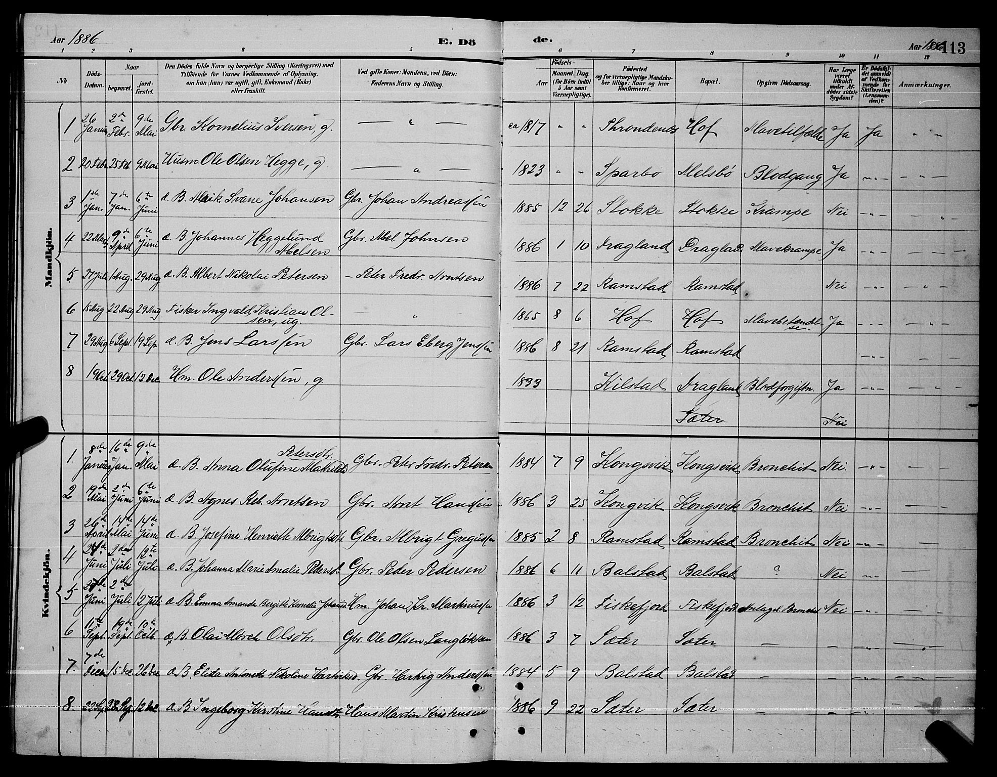 Ministerialprotokoller, klokkerbøker og fødselsregistre - Nordland, AV/SAT-A-1459/865/L0931: Parish register (copy) no. 865C03, 1885-1901, p. 113