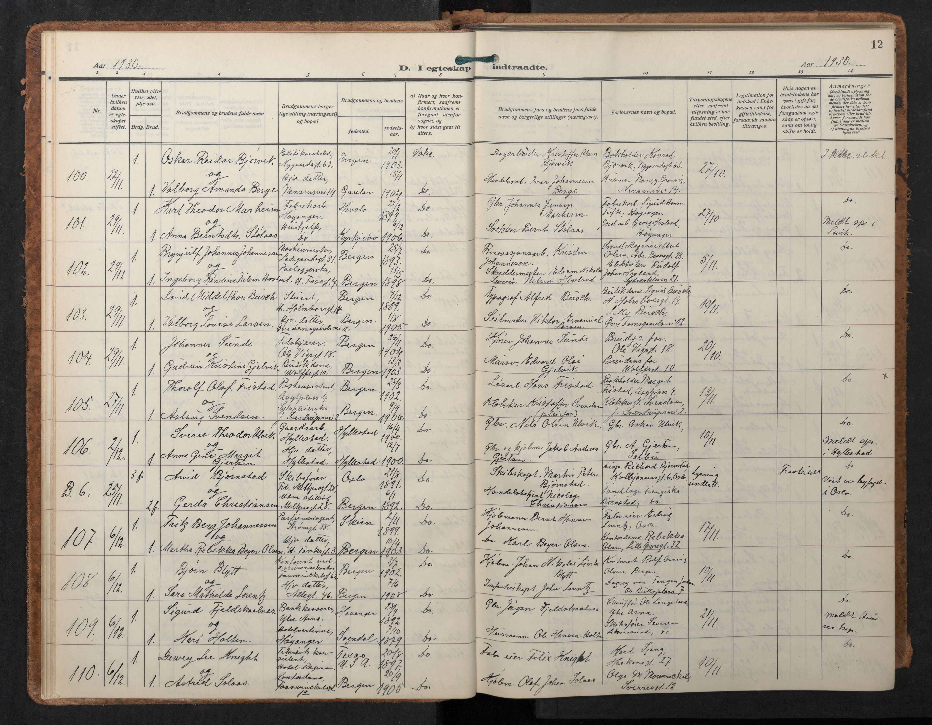 Johanneskirken sokneprestembete, SAB/A-76001/H/Hab: Parish register (copy) no. C 3, 1929-1949, p. 11b-12a