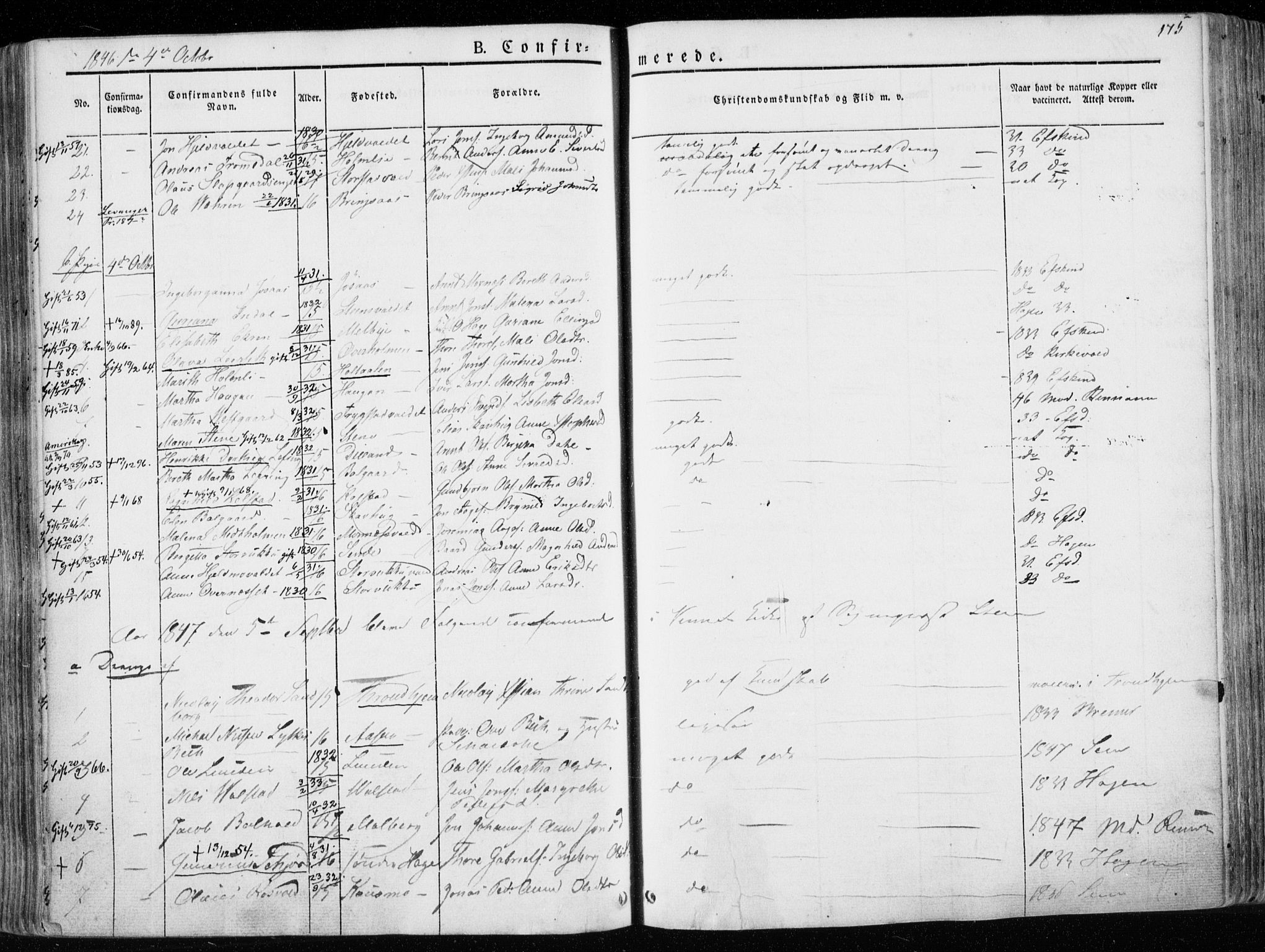 Ministerialprotokoller, klokkerbøker og fødselsregistre - Nord-Trøndelag, SAT/A-1458/723/L0239: Parish register (official) no. 723A08, 1841-1851, p. 175