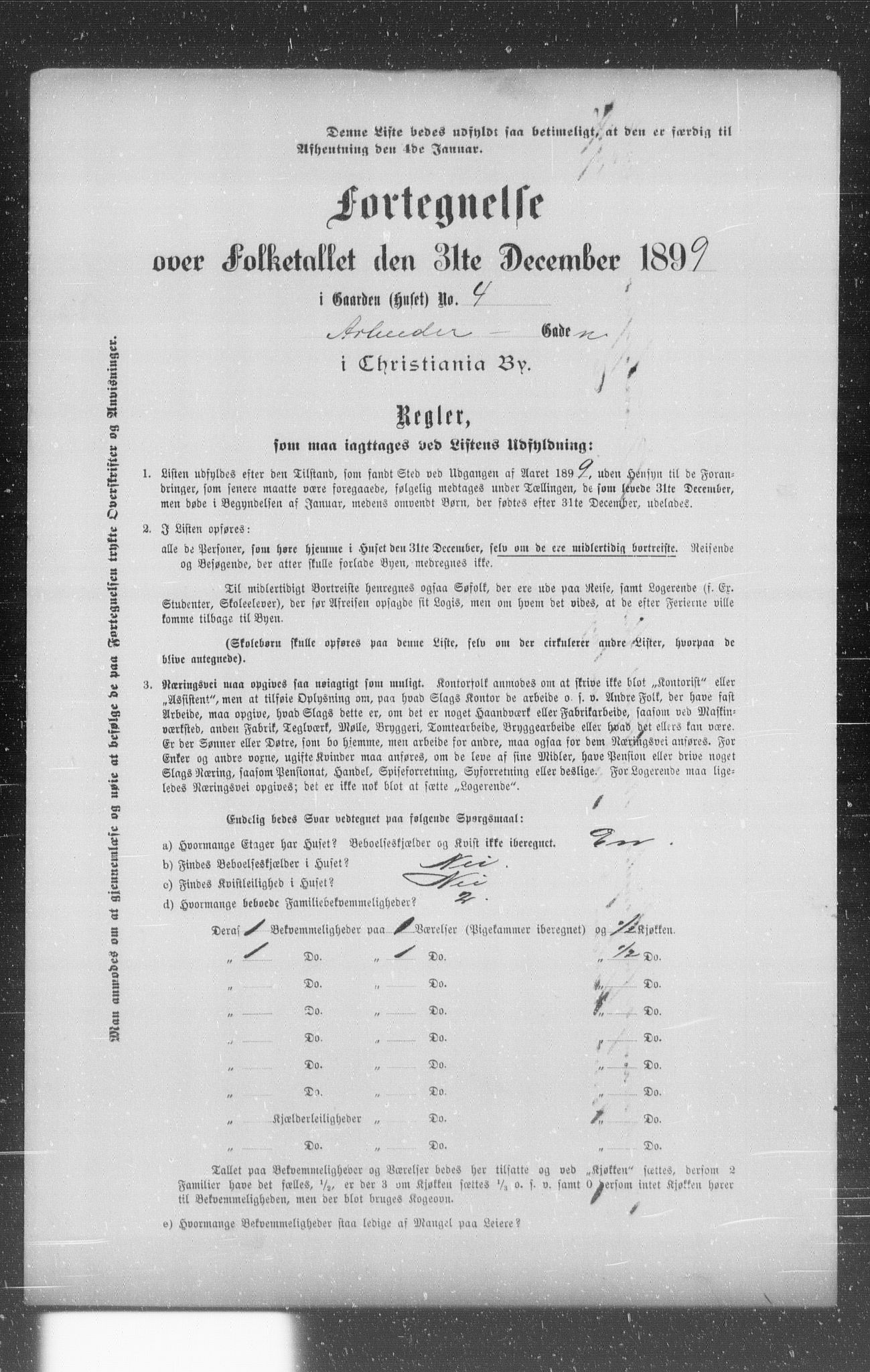 OBA, Municipal Census 1899 for Kristiania, 1899, p. 321