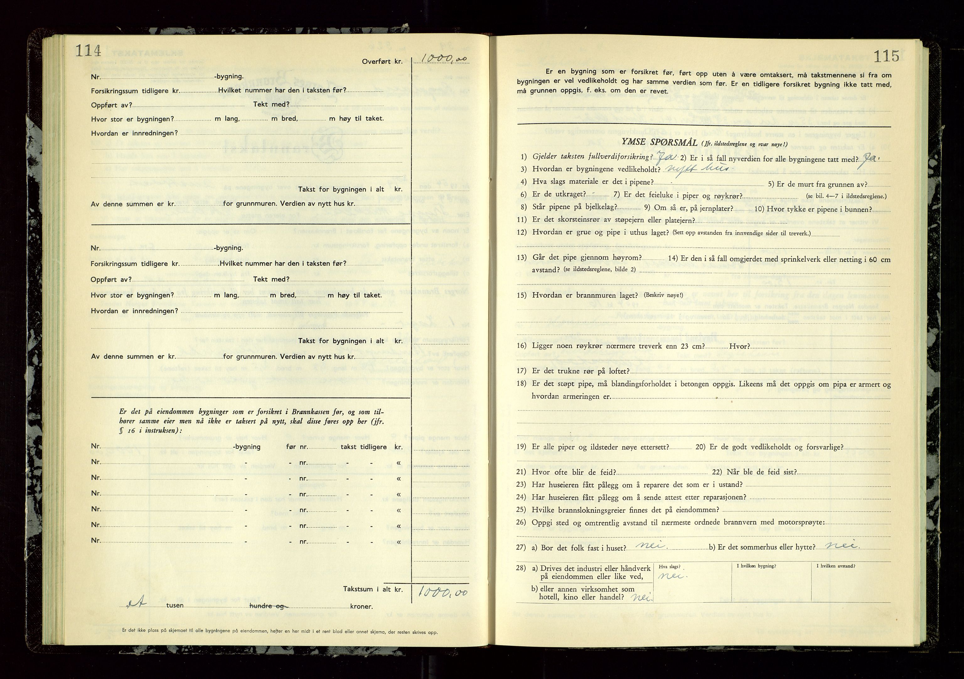 Høyland/Sandnes lensmannskontor, AV/SAST-A-100166/Gob/L0009: "Branntakstprotokoll", 1952-1955, p. 114-115