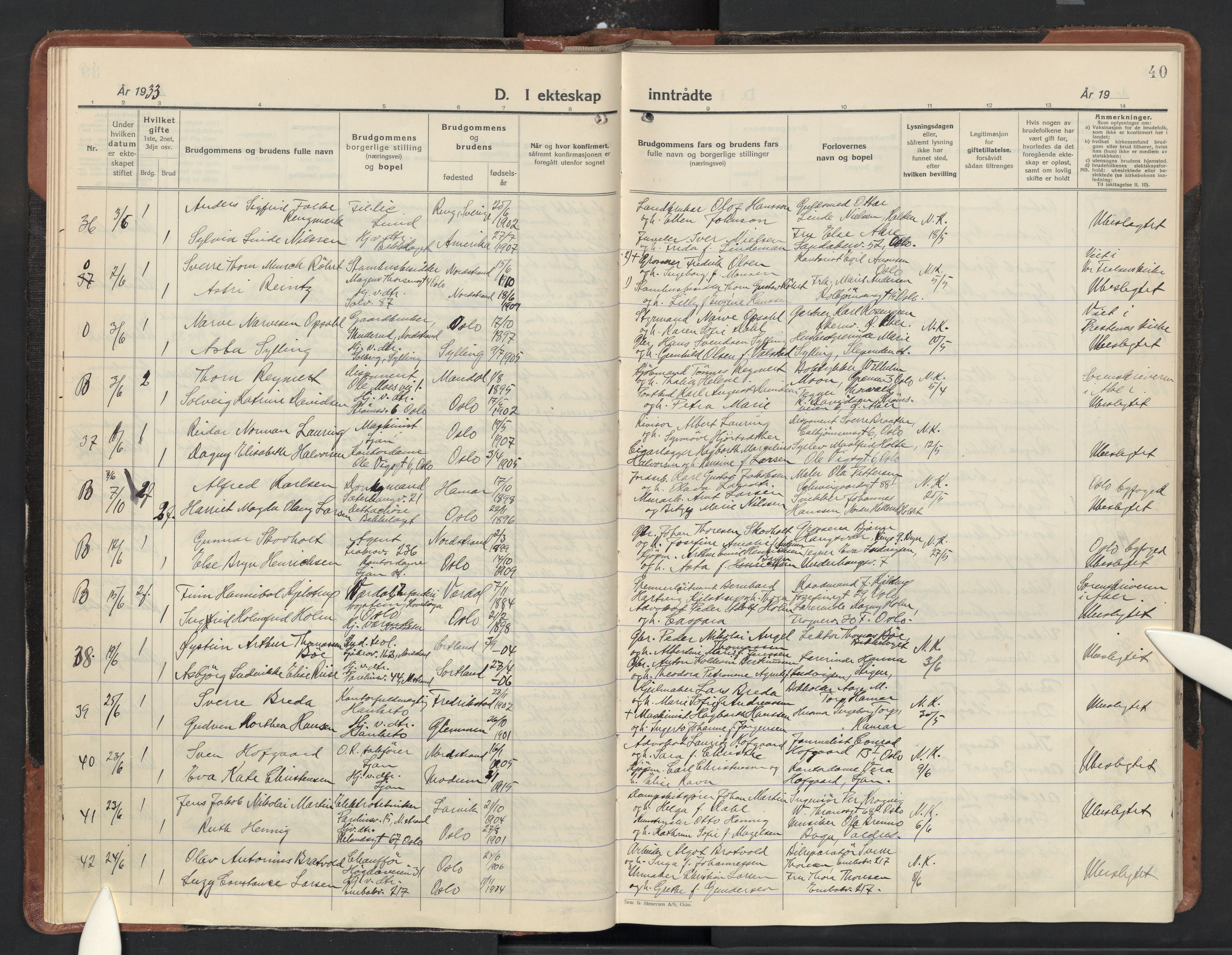 Nordstrand prestekontor Kirkebøker, AV/SAO-A-10362a/F/Fa/L0007: Parish register (official) no. 7, 1930-1947, p. 40