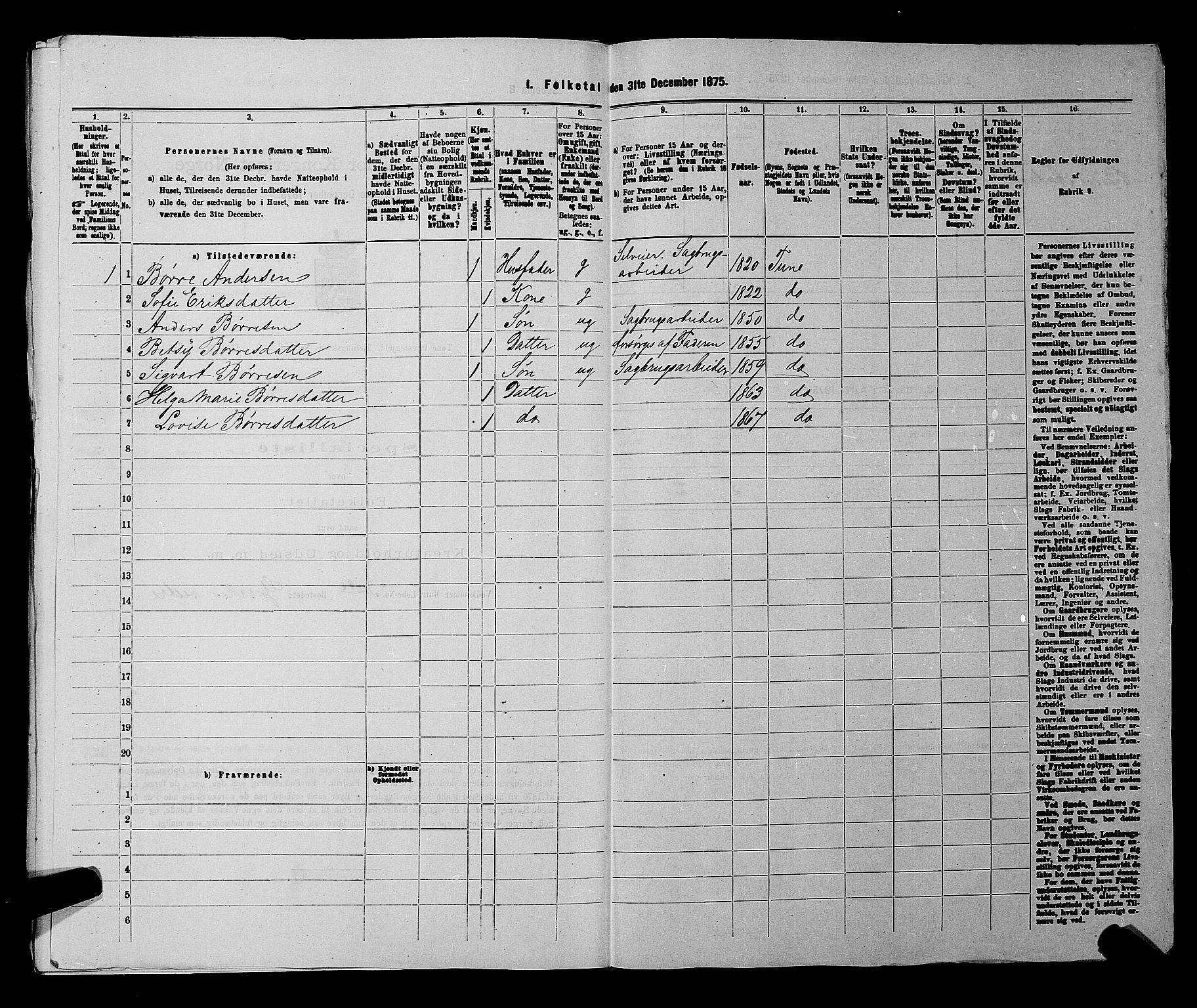 RA, 1875 census for 0130P Tune, 1875, p. 1085