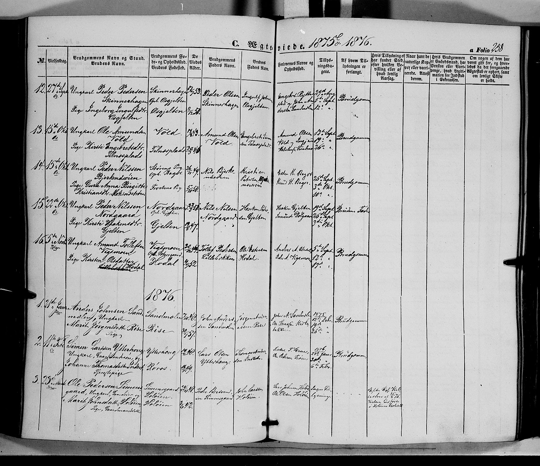 Tolga prestekontor, AV/SAH-PREST-062/K/L0006: Parish register (official) no. 6, 1852-1876, p. 258