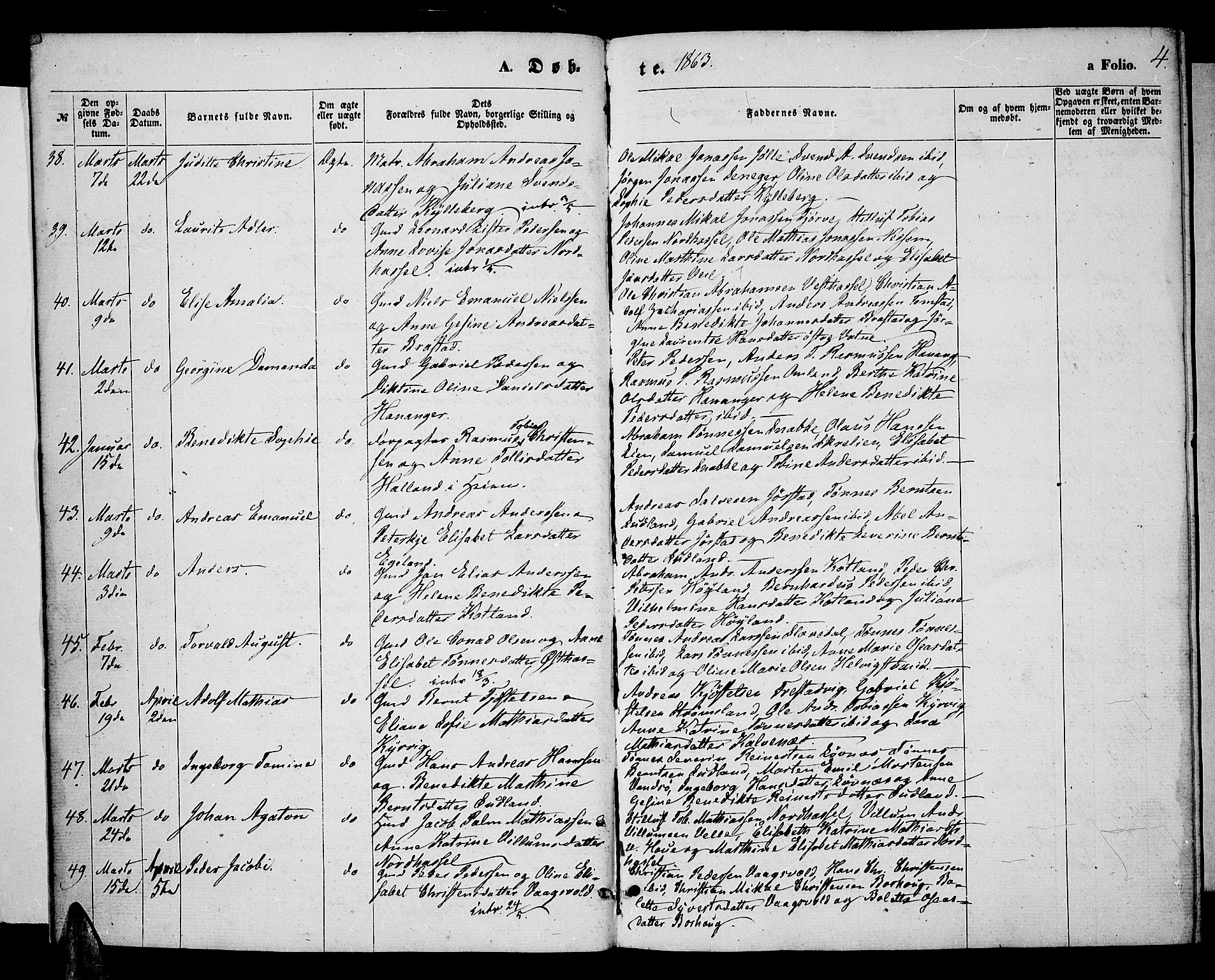 Lista sokneprestkontor, AV/SAK-1111-0027/F/Fb/L0003: Parish register (copy) no. B 3, 1862-1877, p. 4