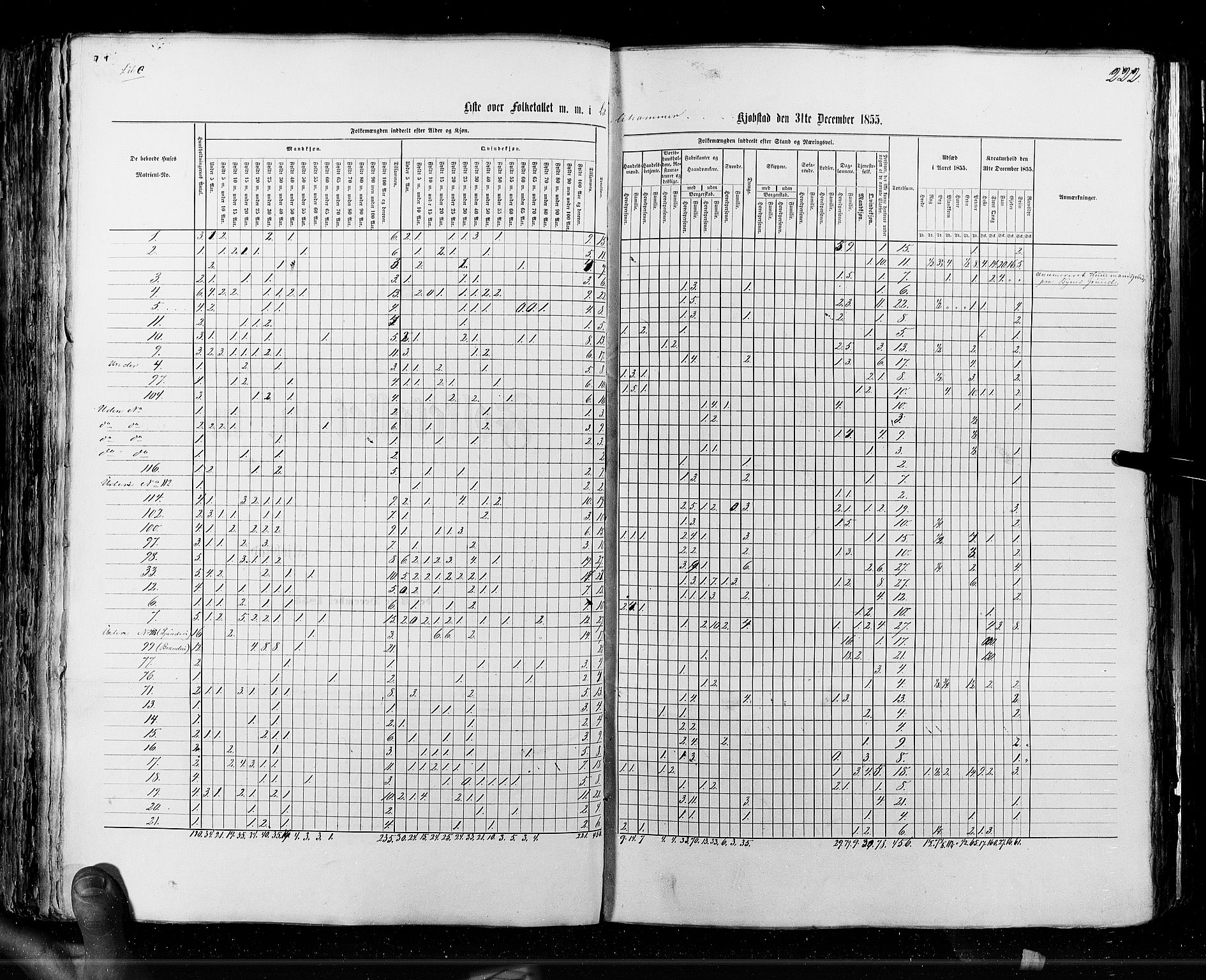 RA, Census 1855, vol. 7: Fredrikshald-Kragerø, 1855, p. 222