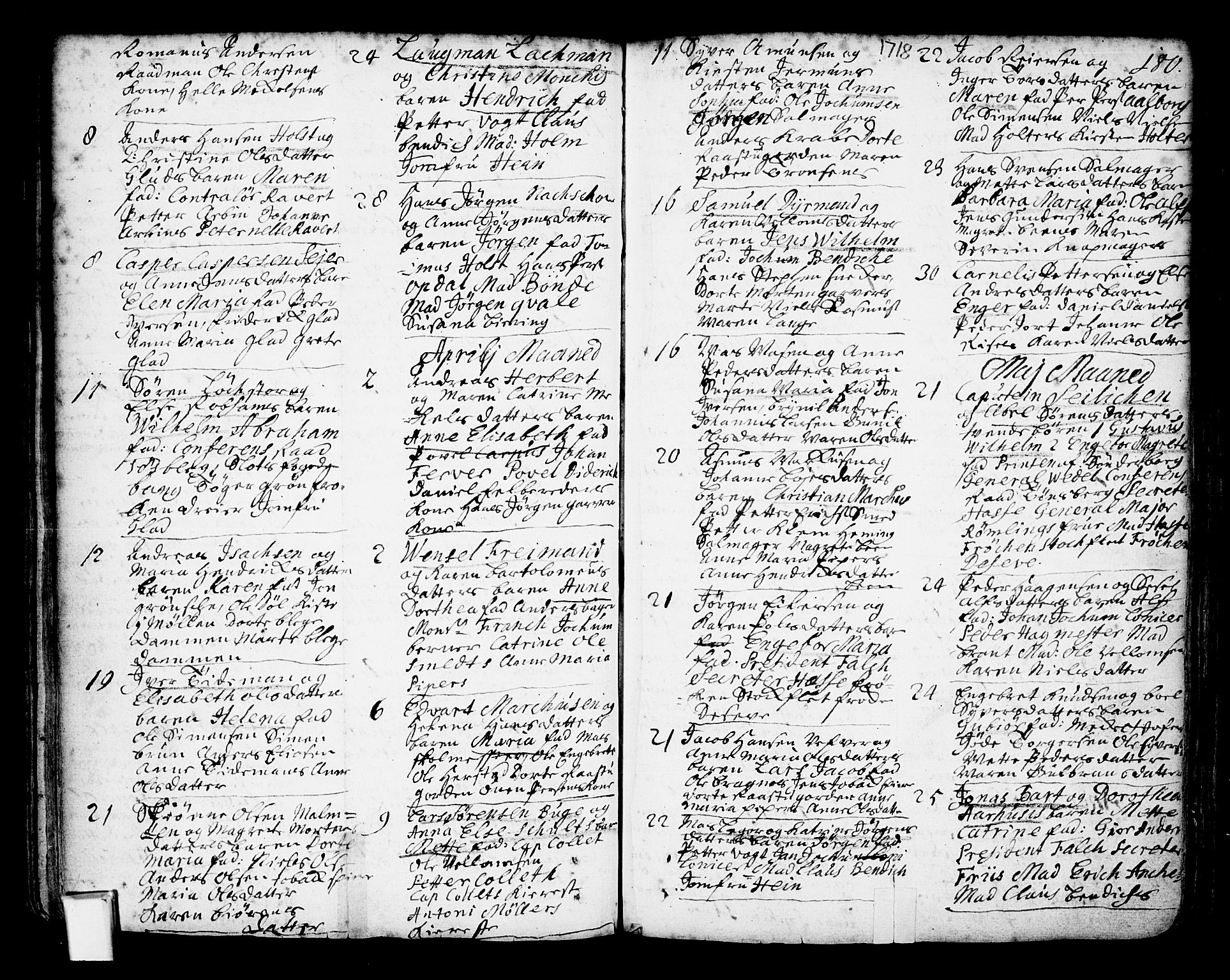 Oslo domkirke Kirkebøker, SAO/A-10752/F/Fa/L0002: Parish register (official) no. 2, 1705-1730, p. 180